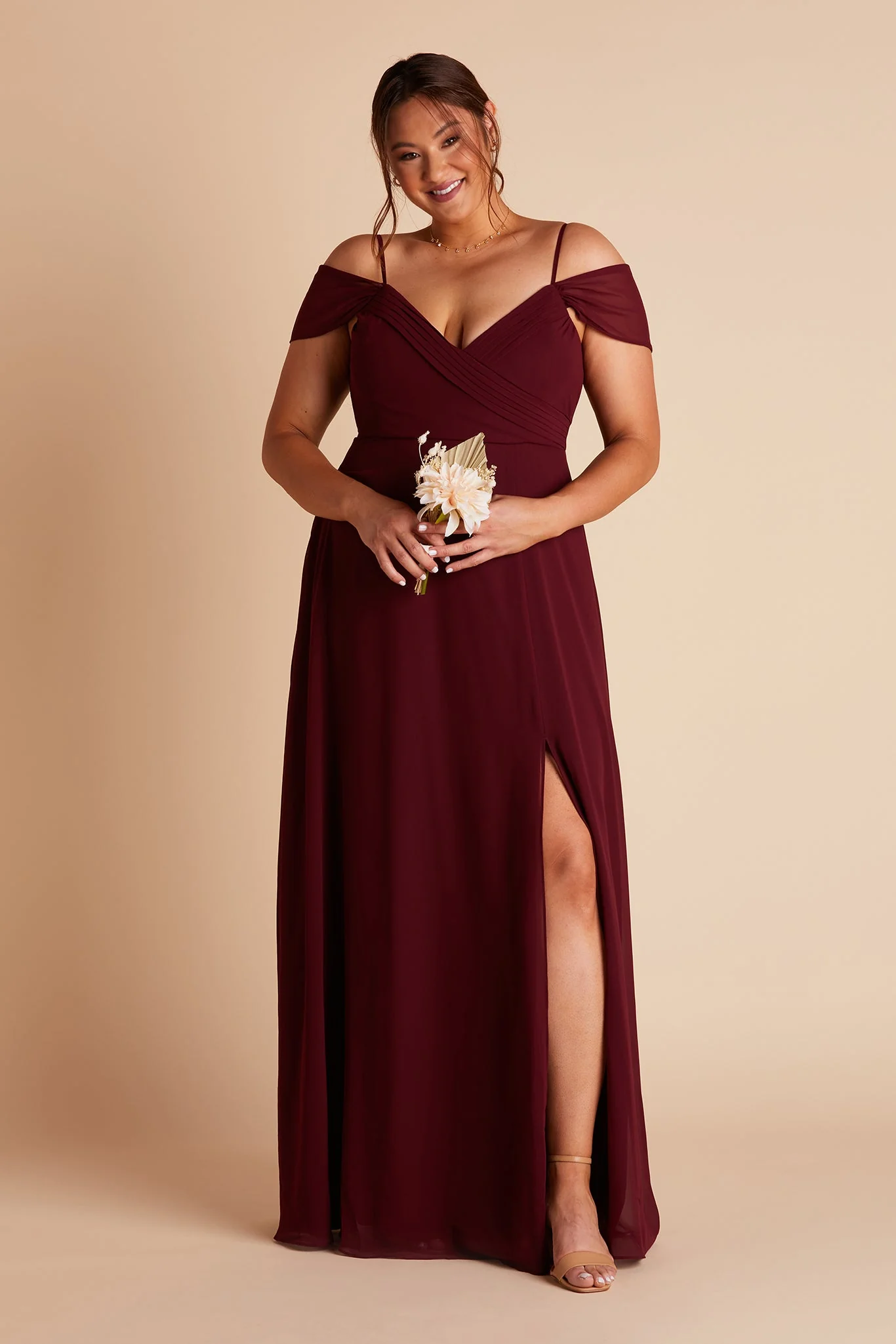 Spence Chiffon Dress With Slit - Cabernet - Image 2