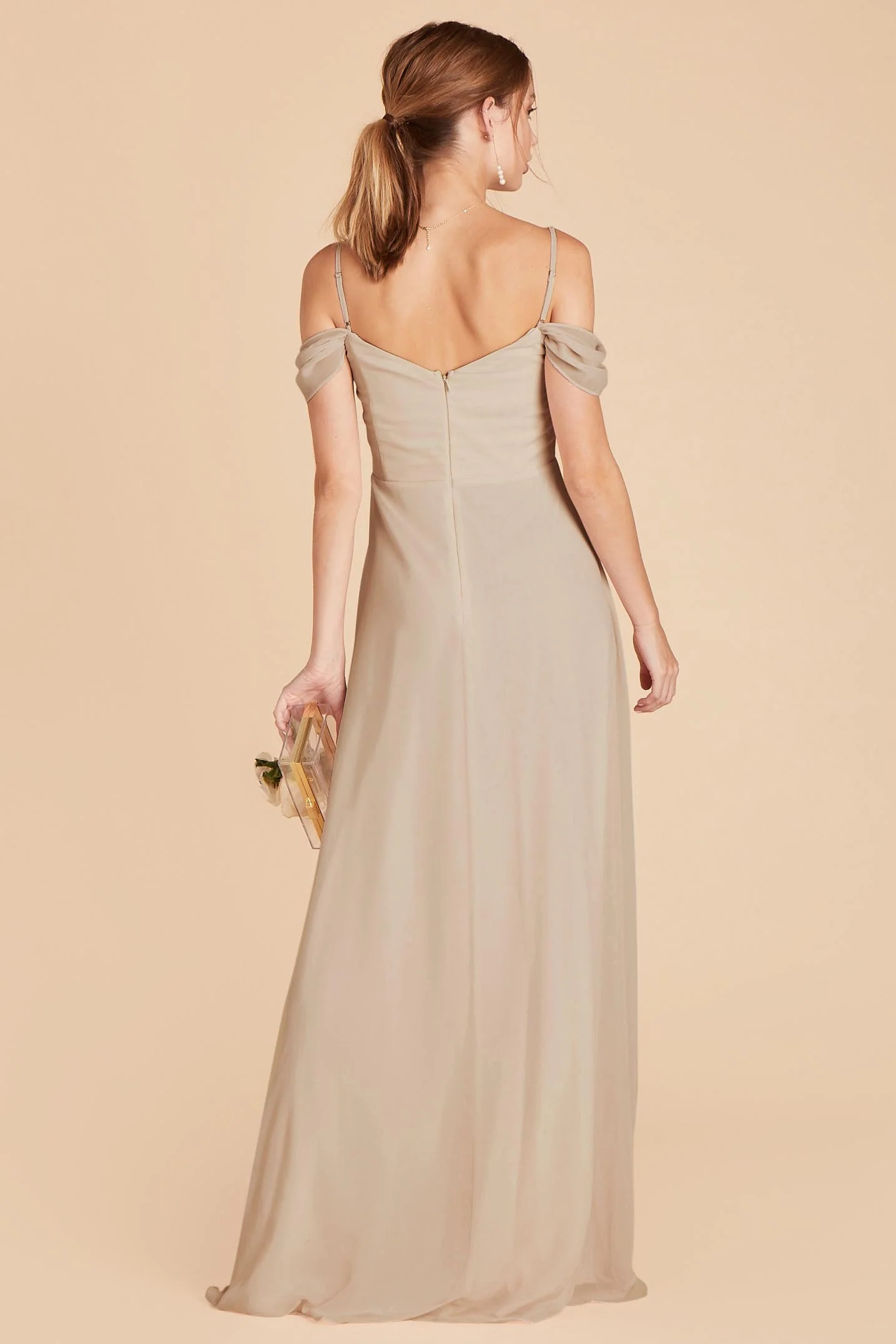Spence Chiffon Dress With Slit - Classic Champagne - Image 5