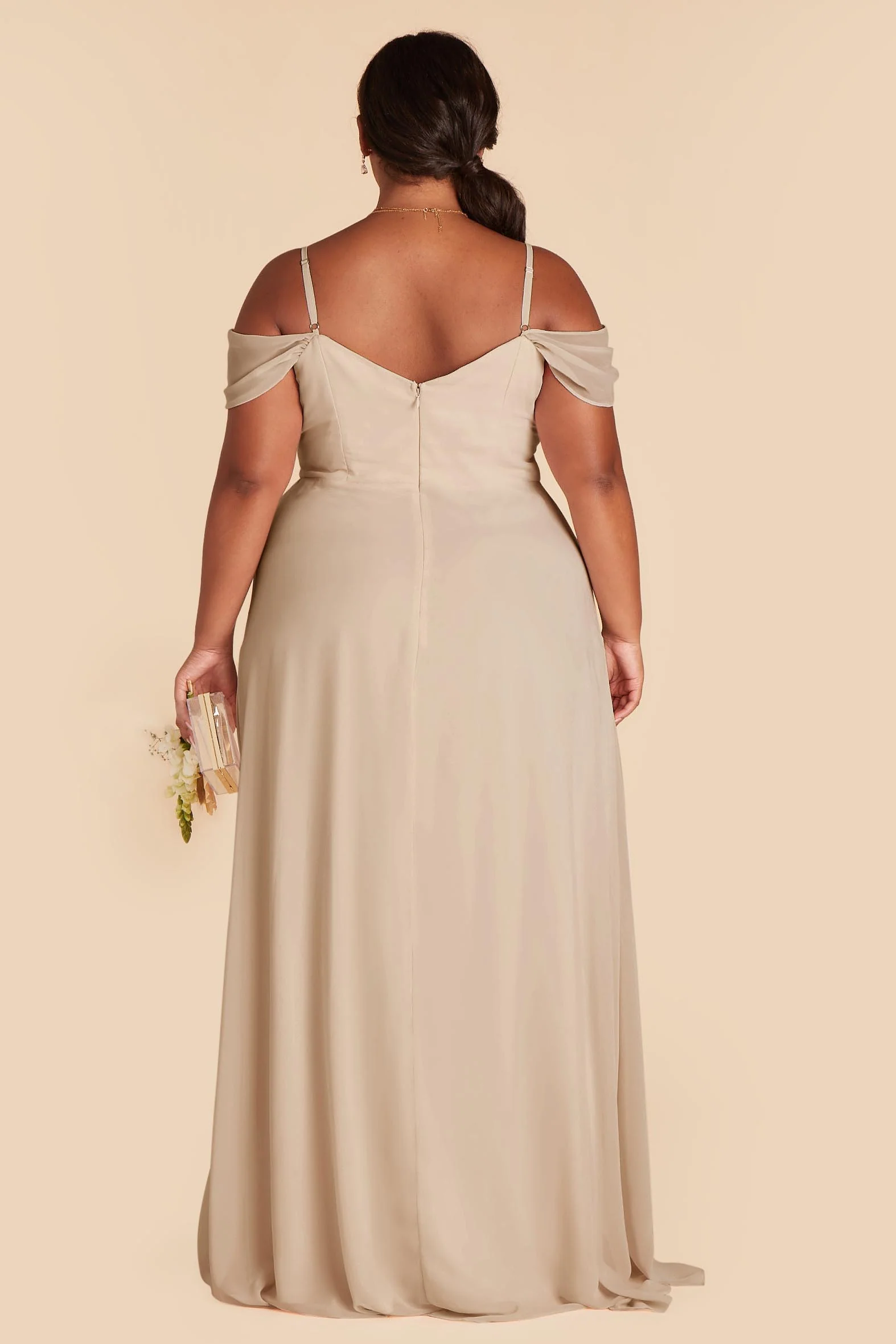 Spence Chiffon Dress With Slit - Classic Champagne - Image 8