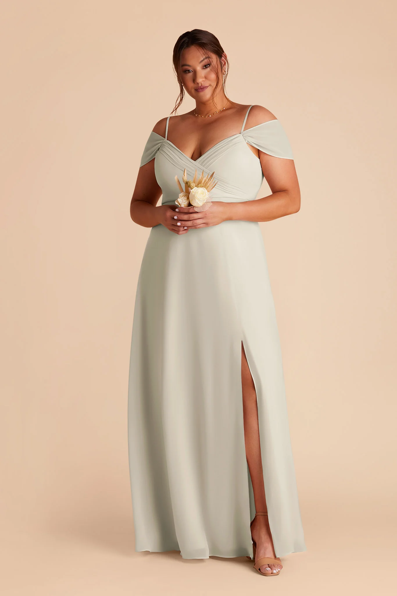 Spence Chiffon Dress With Slit - Dove Gray - Image 2