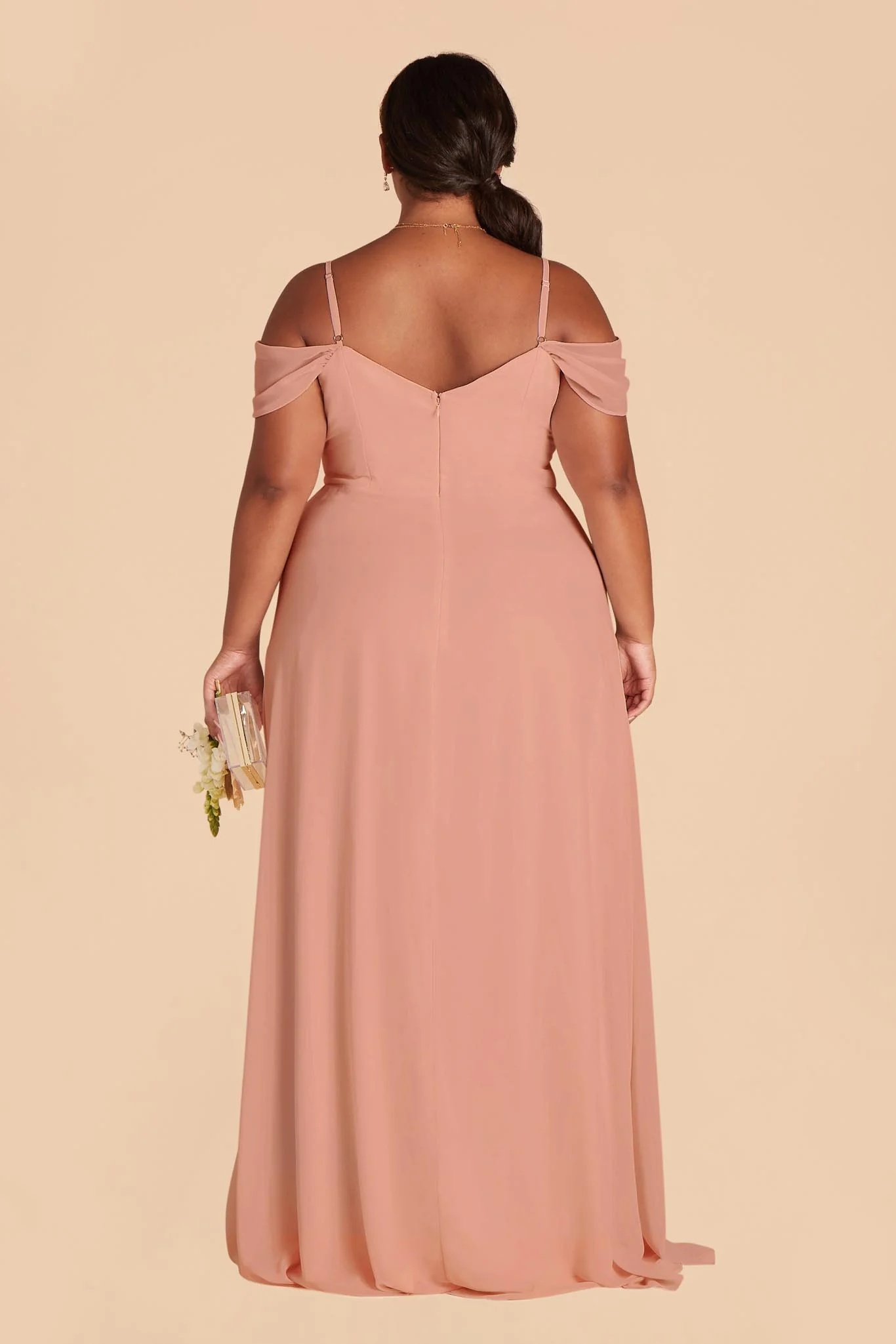 Spence Chiffon Dress With Slit - Dusty Rose - Image 6