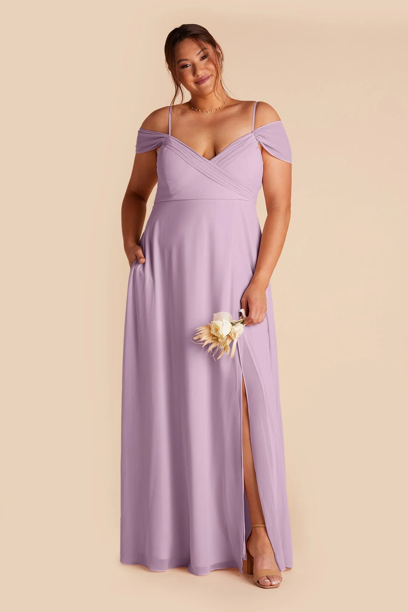 Spence Chiffon Dress With Slit - Lavender - Image 2