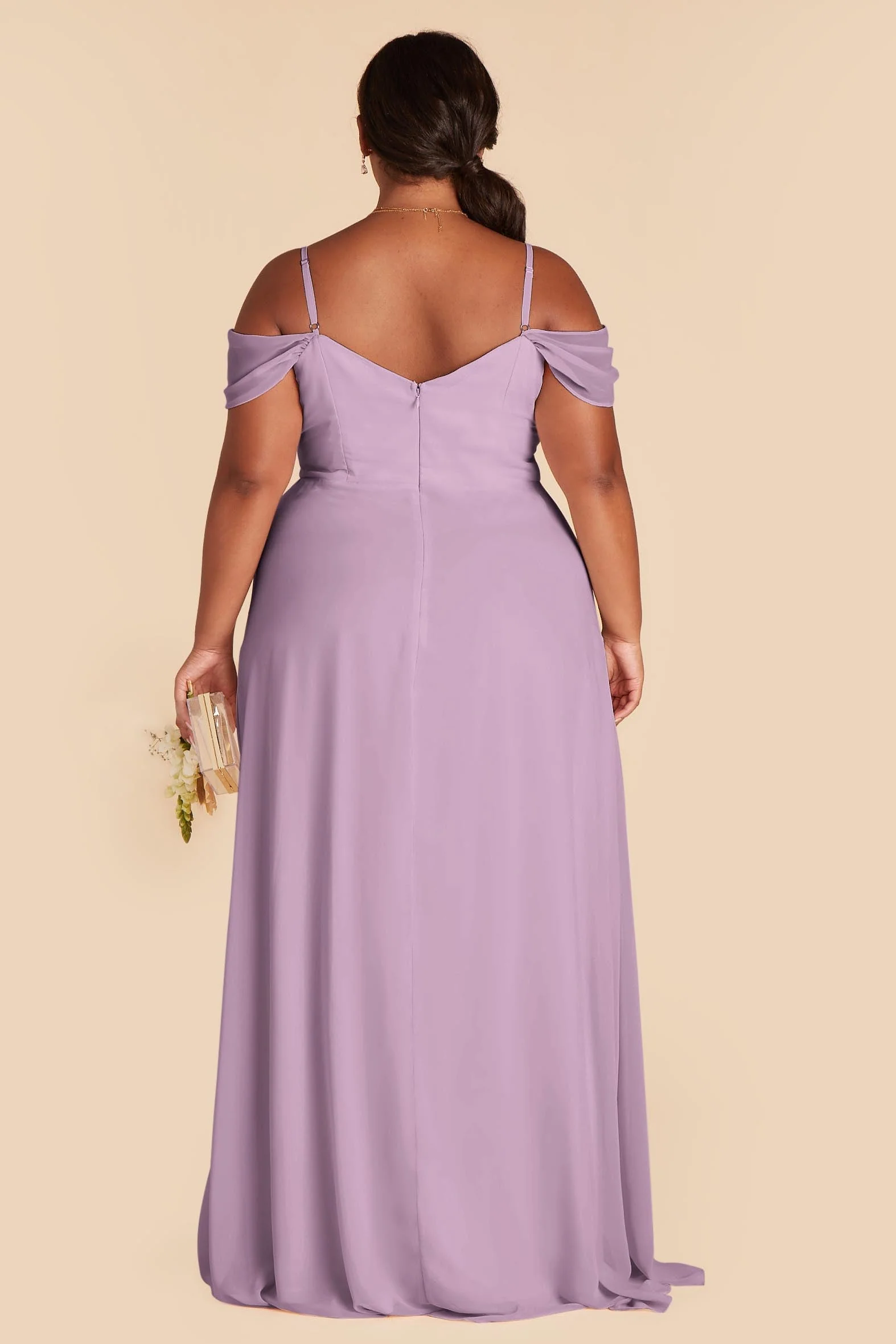 Spence Chiffon Dress With Slit - Lavender - Image 7