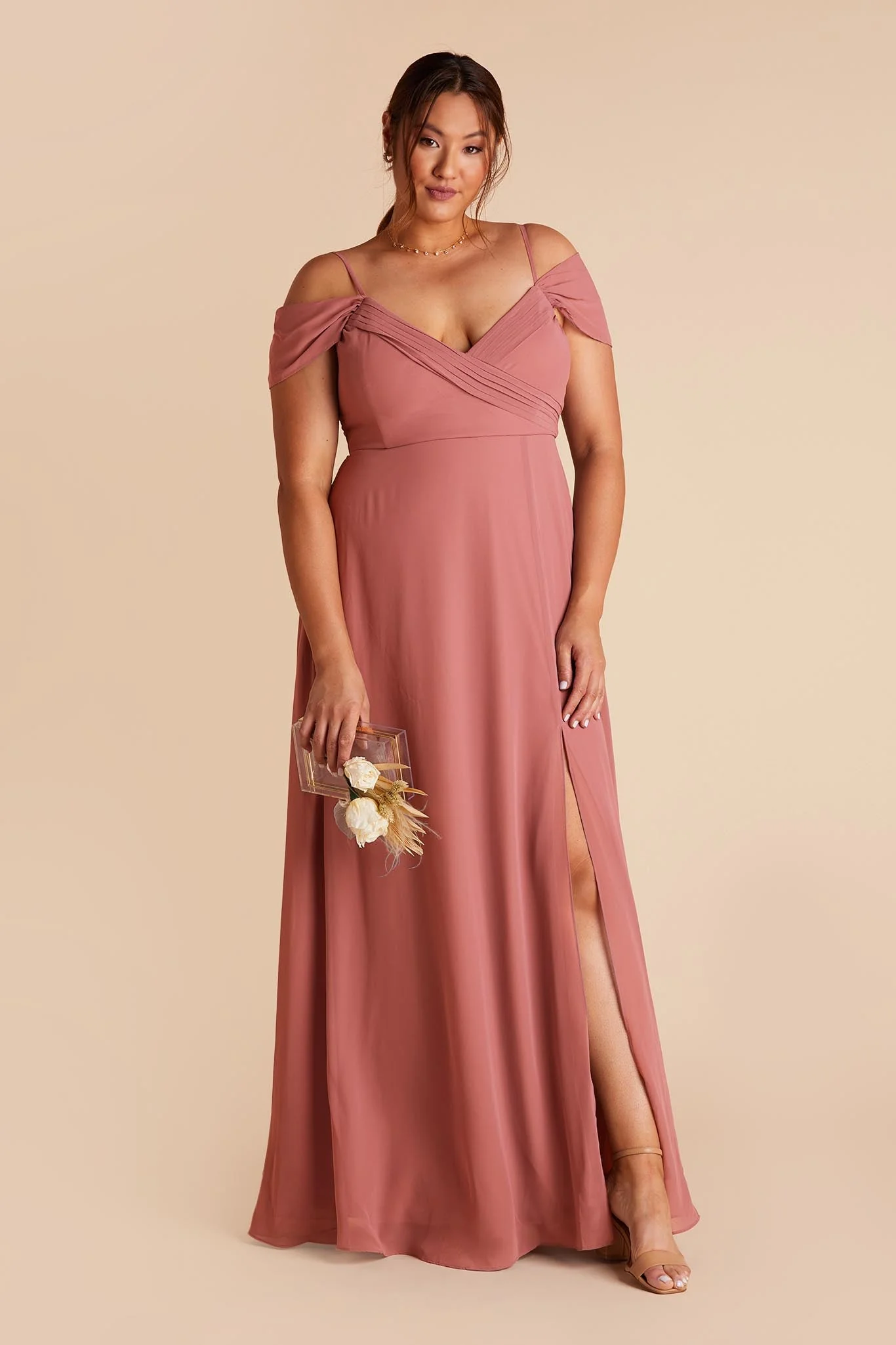 Spence Chiffon Dress With Slit - Mulberry - Image 5