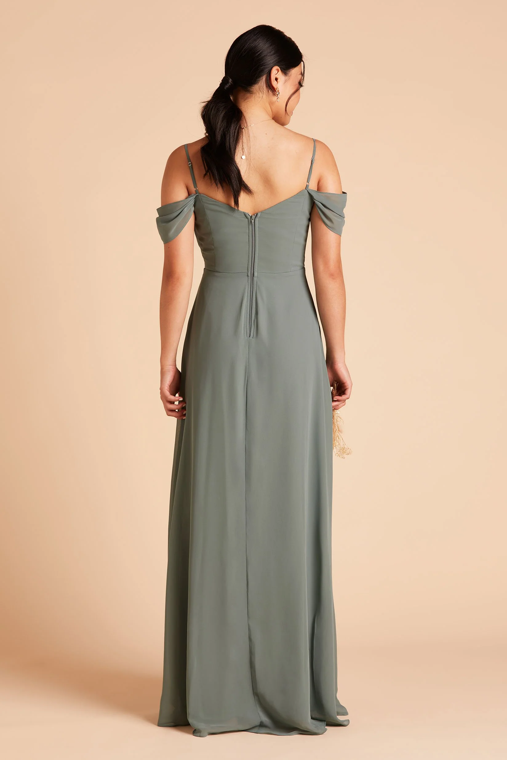Spence Chiffon Dress With Slit - Sea Glass - Image 5