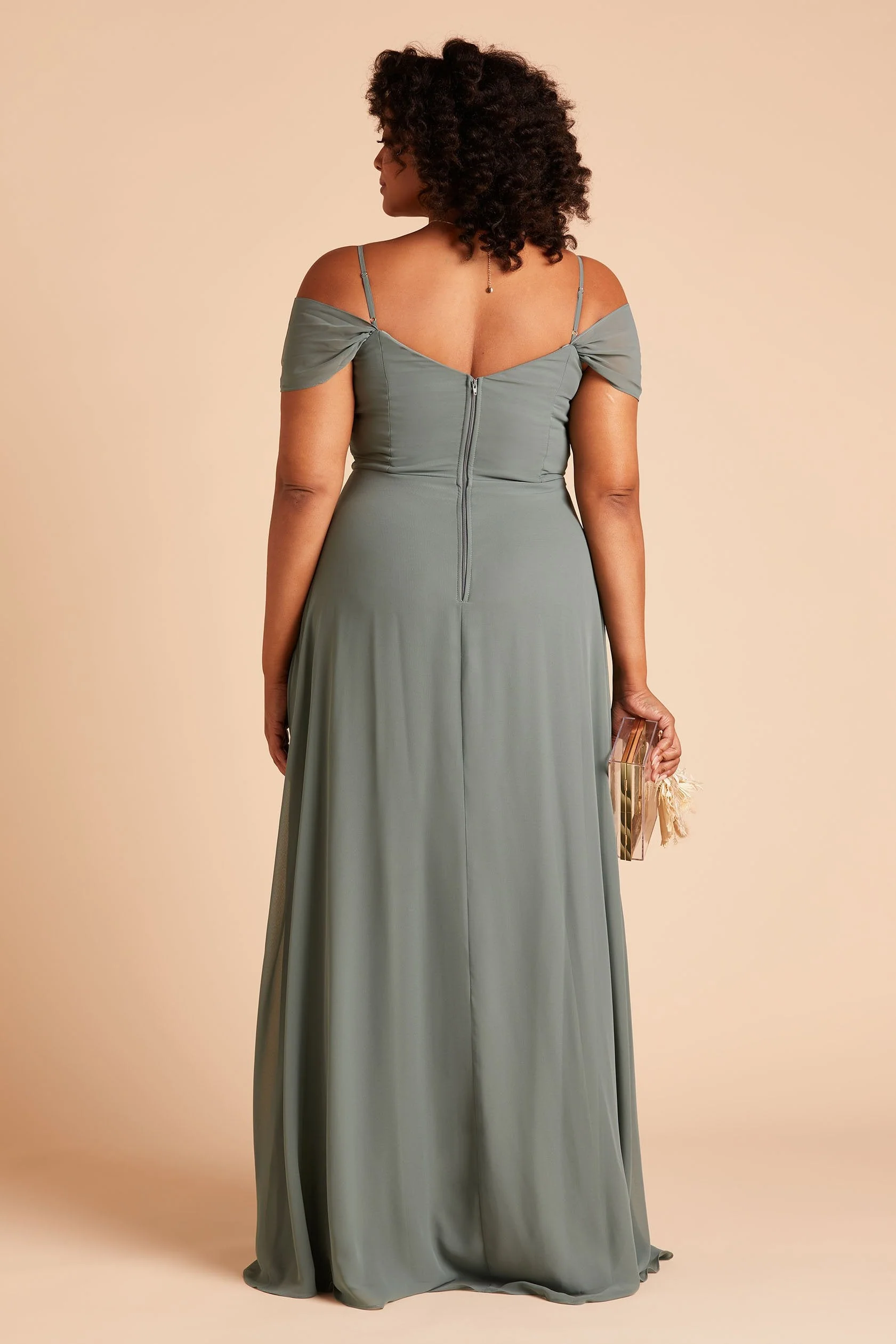 Spence Chiffon Dress With Slit - Sea Glass - Image 9