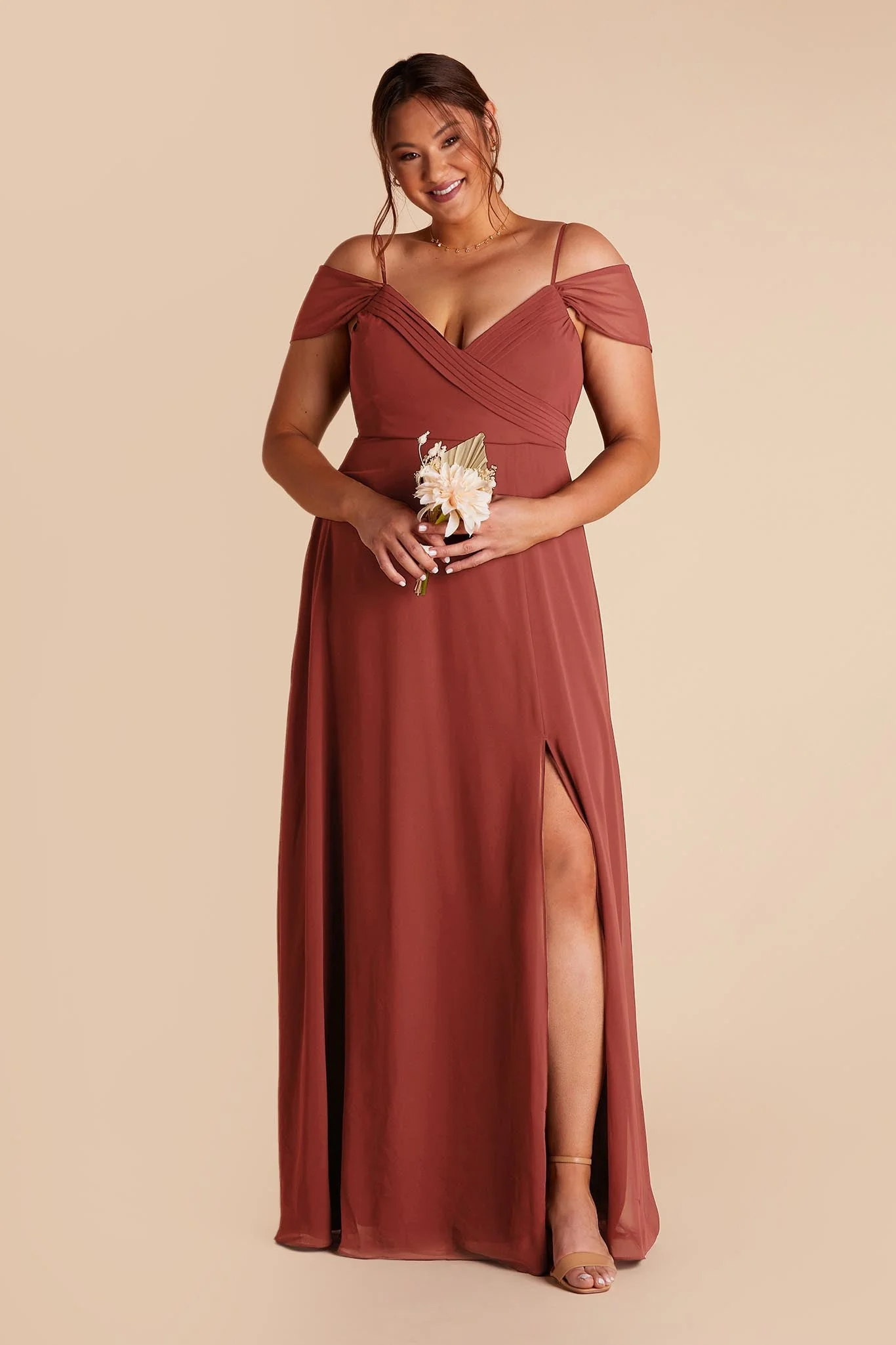 Spence Chiffon Dress With Slit - Spice - Image 6