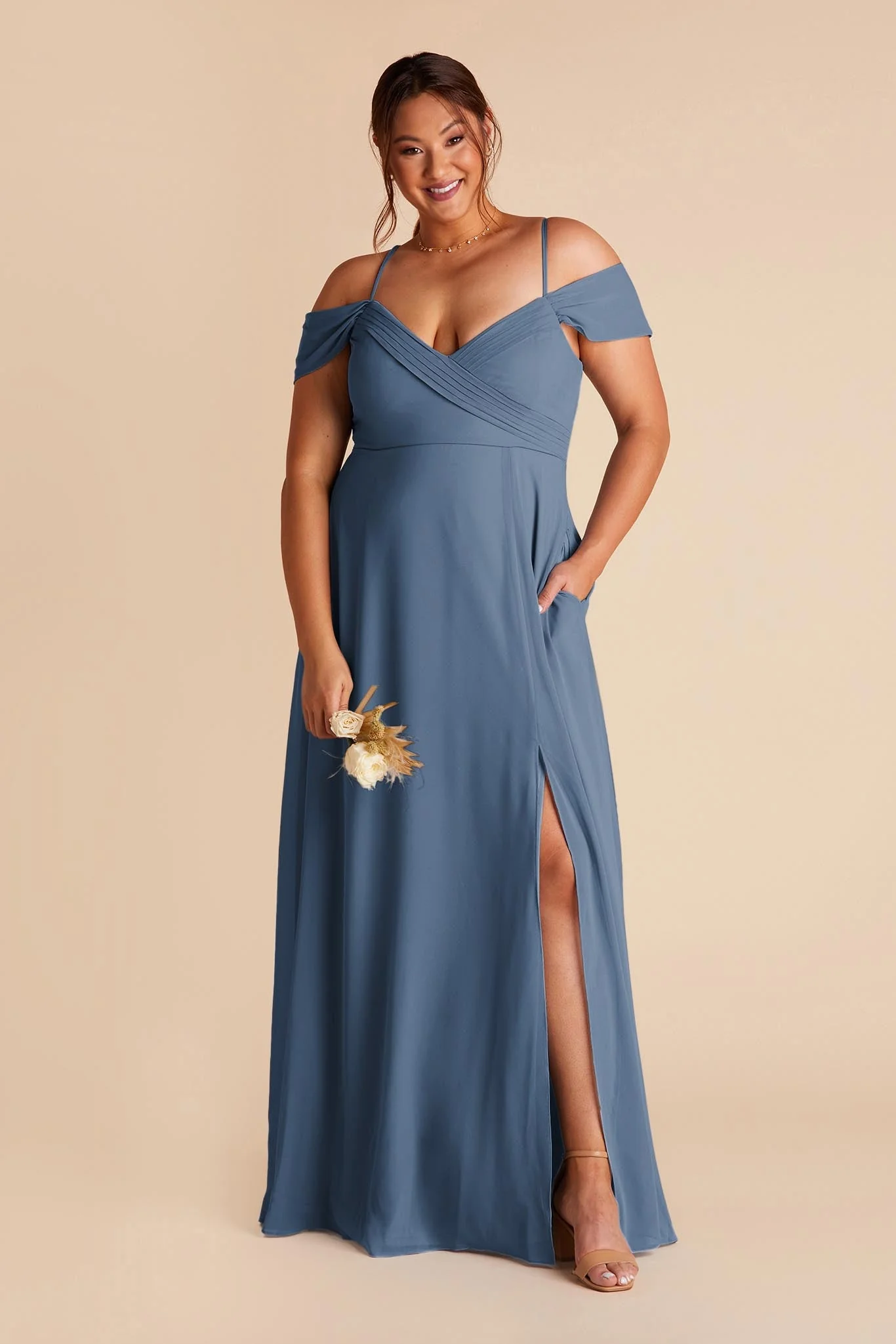 Spence Chiffon Dress With Slit - Twilight - Image 8