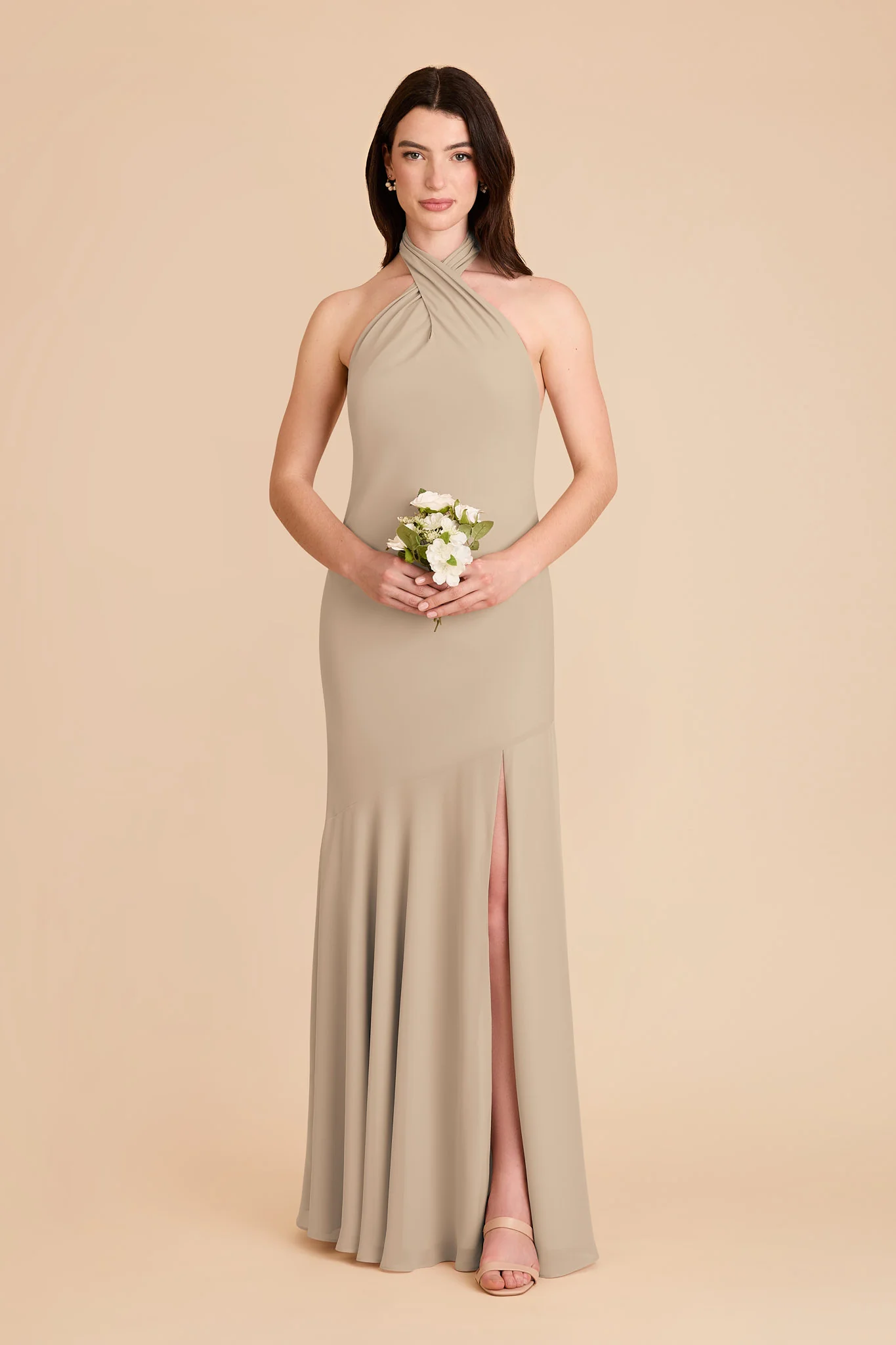 Stephanie Chiffon Dress - Almond - Image 3