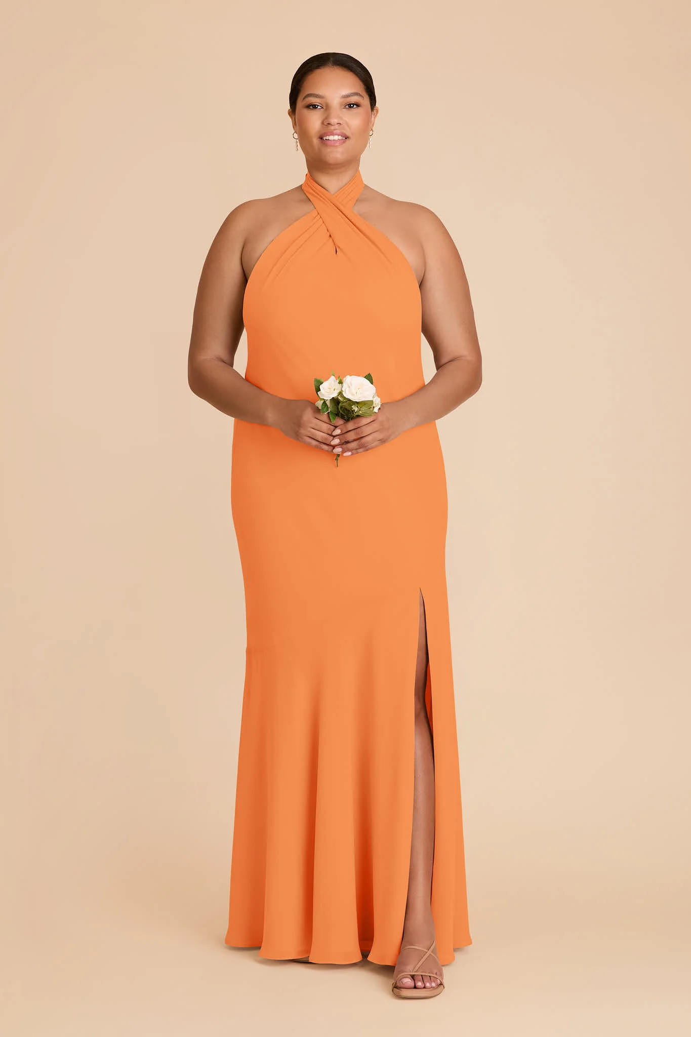 Stephanie Chiffon Dress - Apricot - Image 2