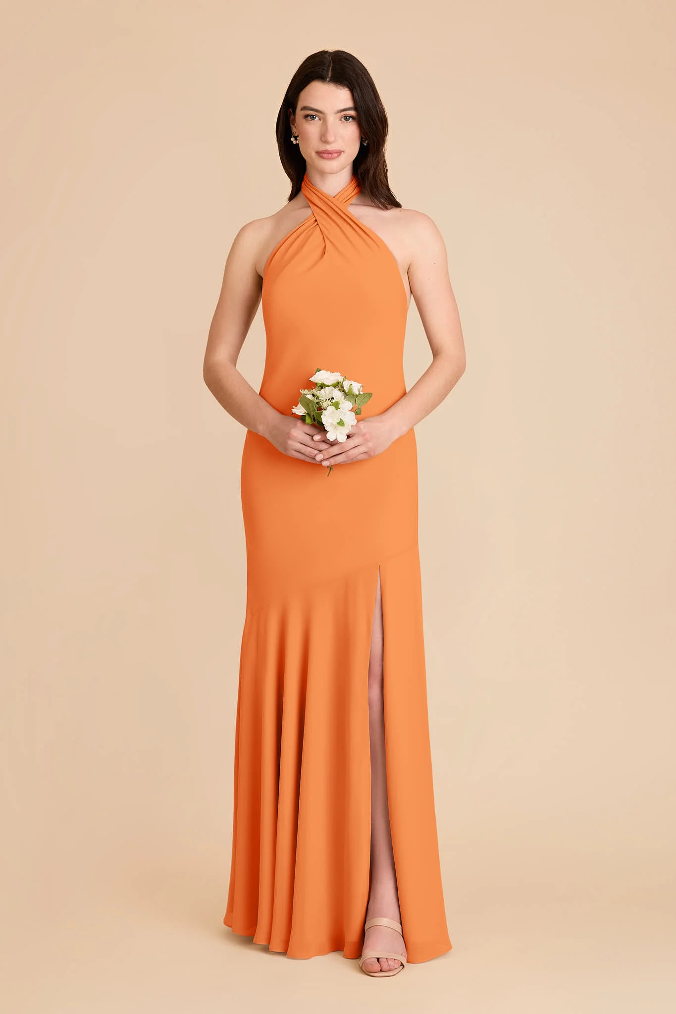 Stephanie Chiffon Dress - Apricot - Image 3
