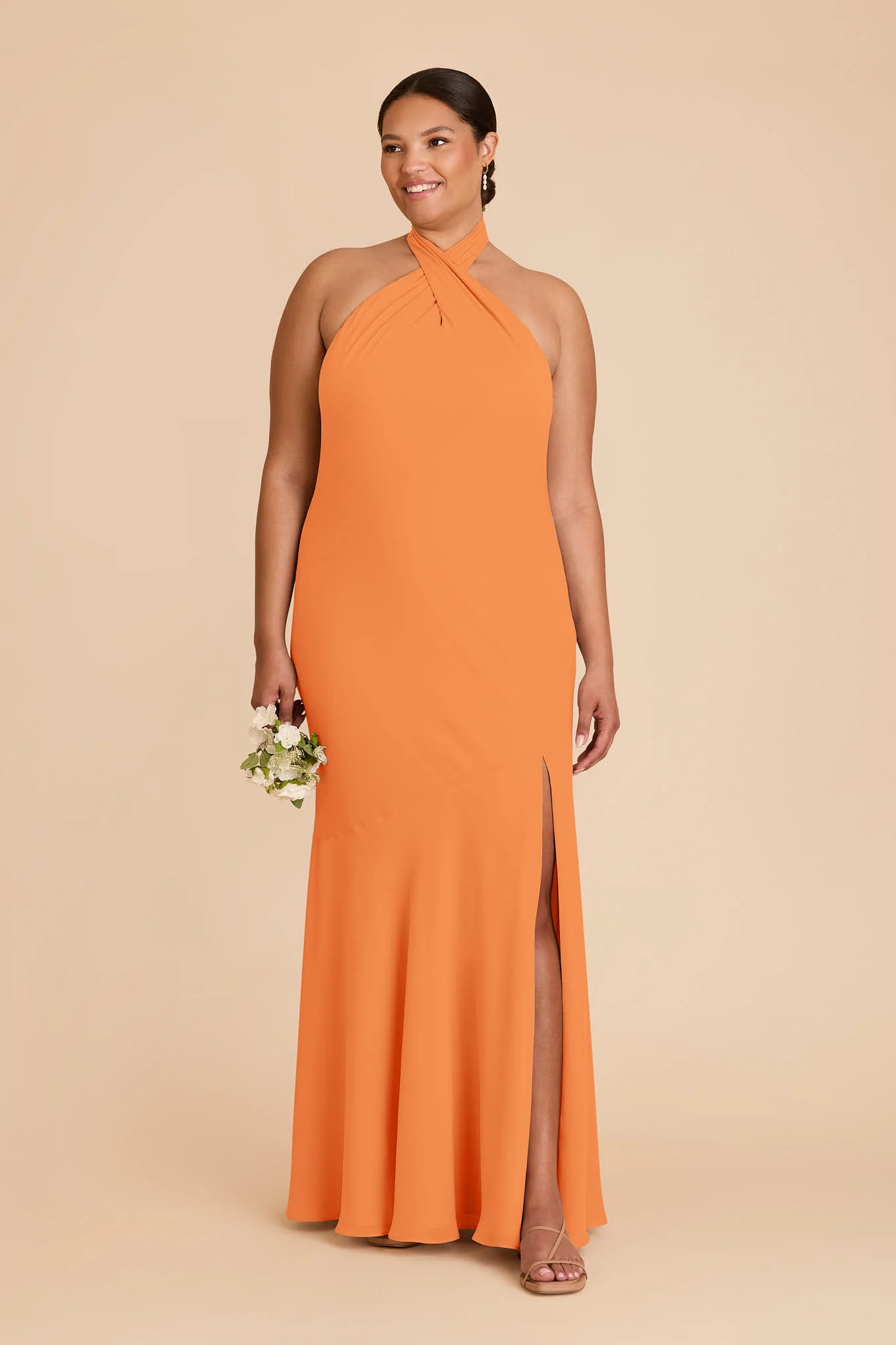 Stephanie Chiffon Dress - Apricot - Image 6