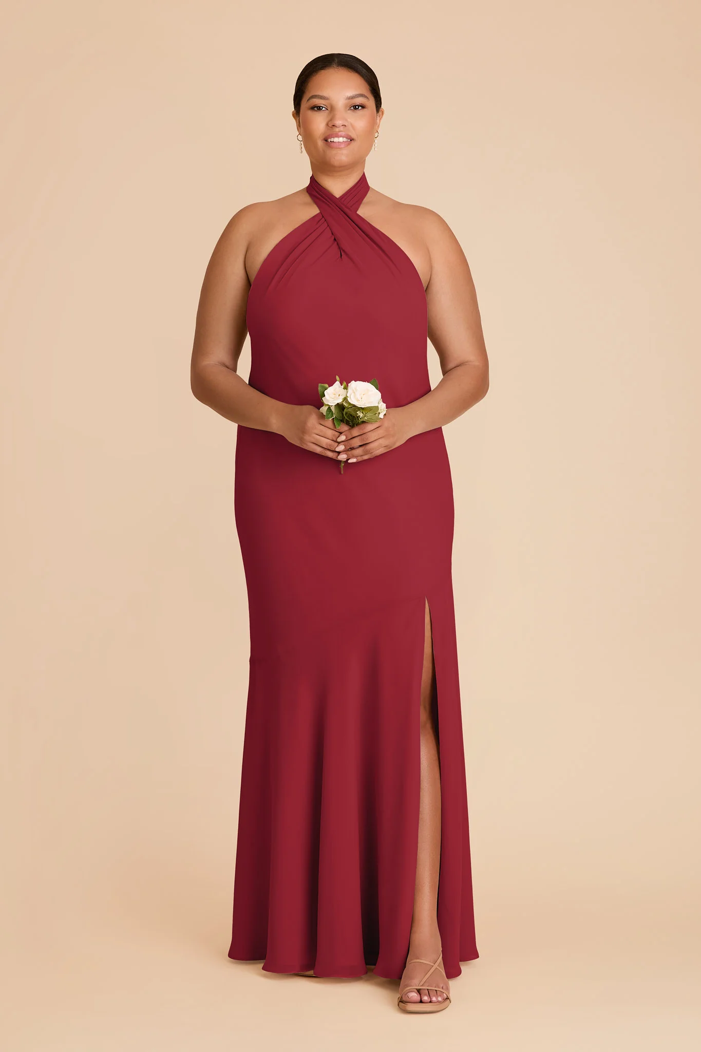 Stephanie Chiffon Dress - Burgundy - Image 2