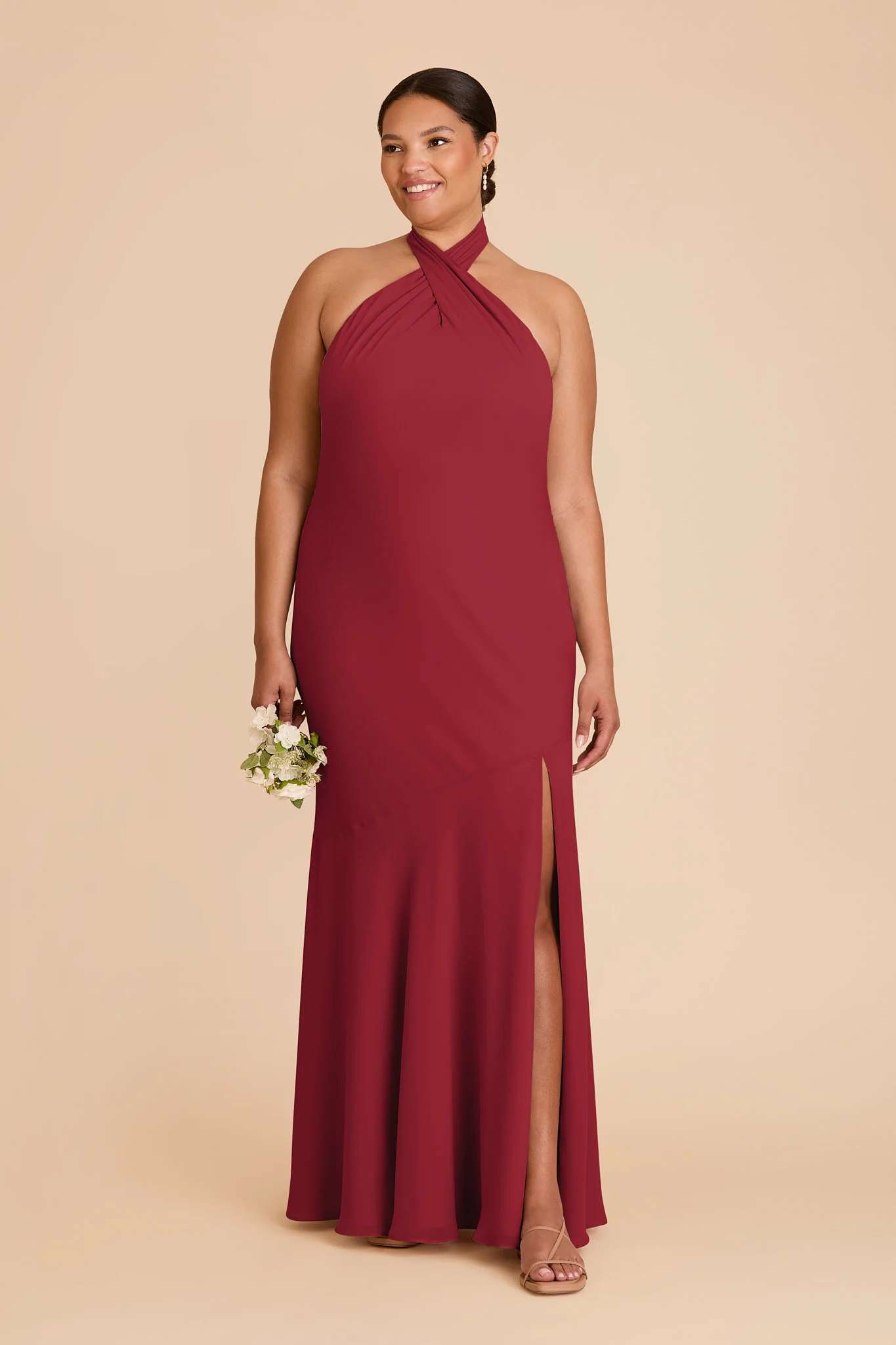 Stephanie Chiffon Dress - Burgundy - Image 6