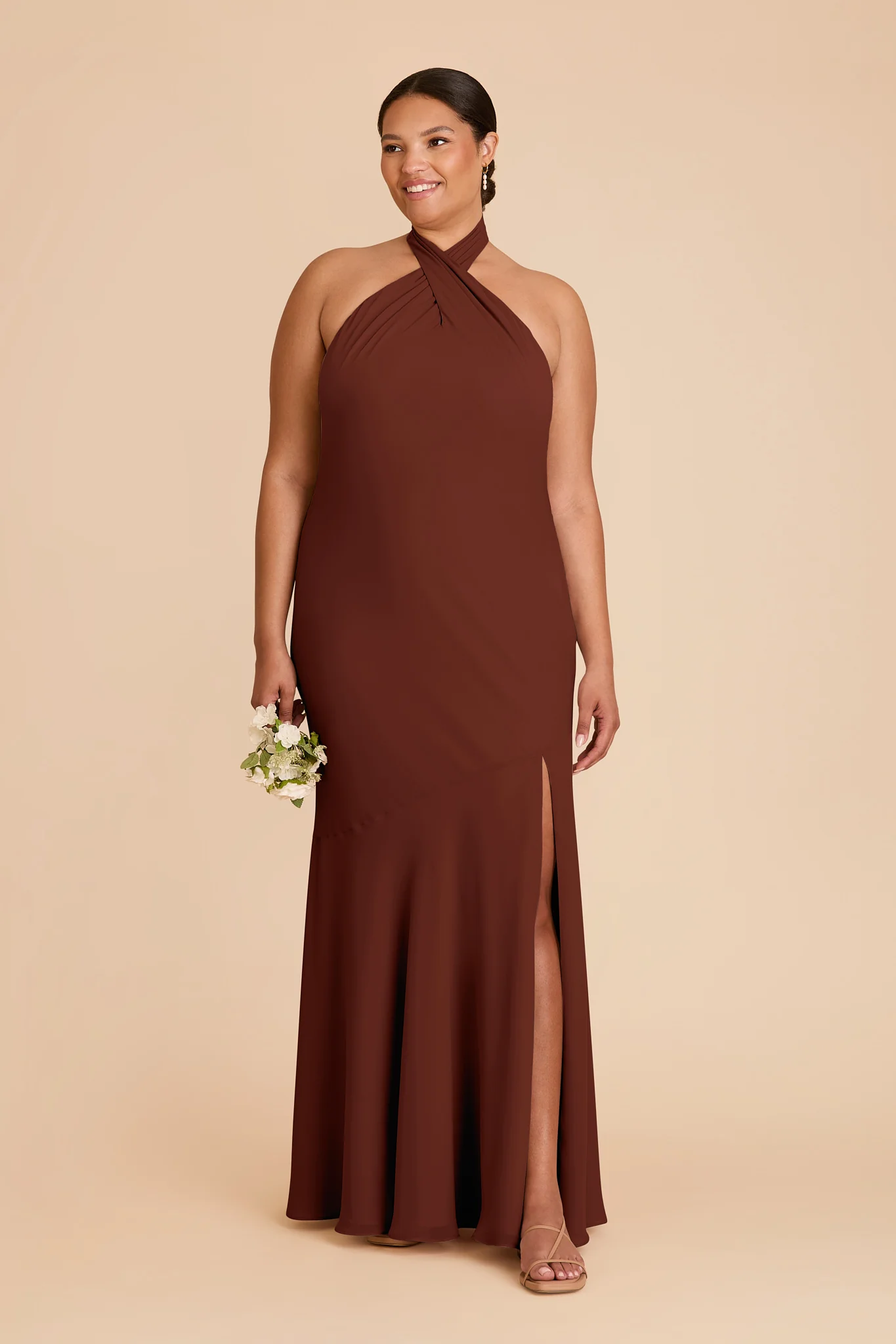 Stephanie Chiffon Dress - Cognac - Image 2
