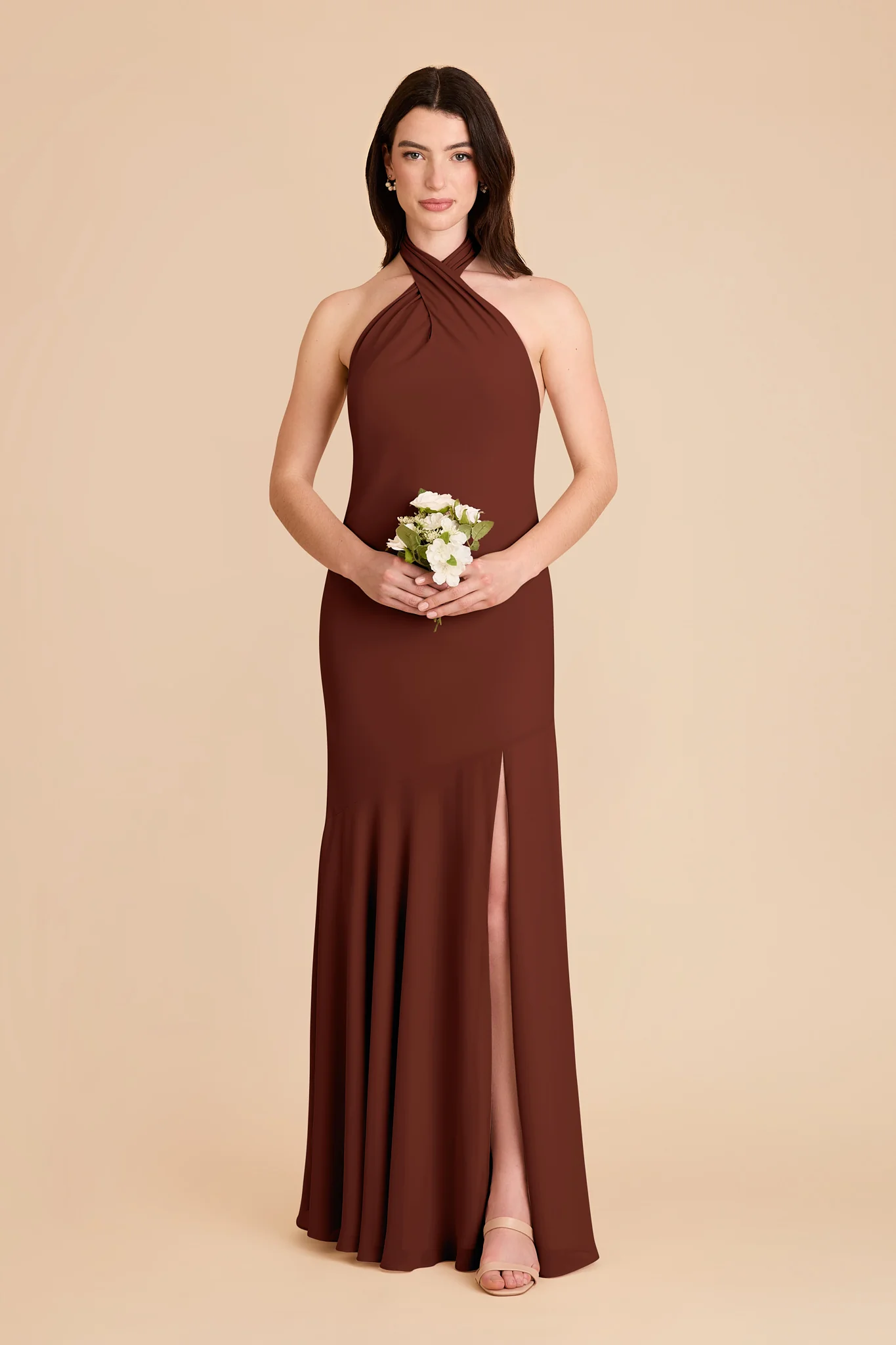 Stephanie Chiffon Dress - Cognac - Image 3