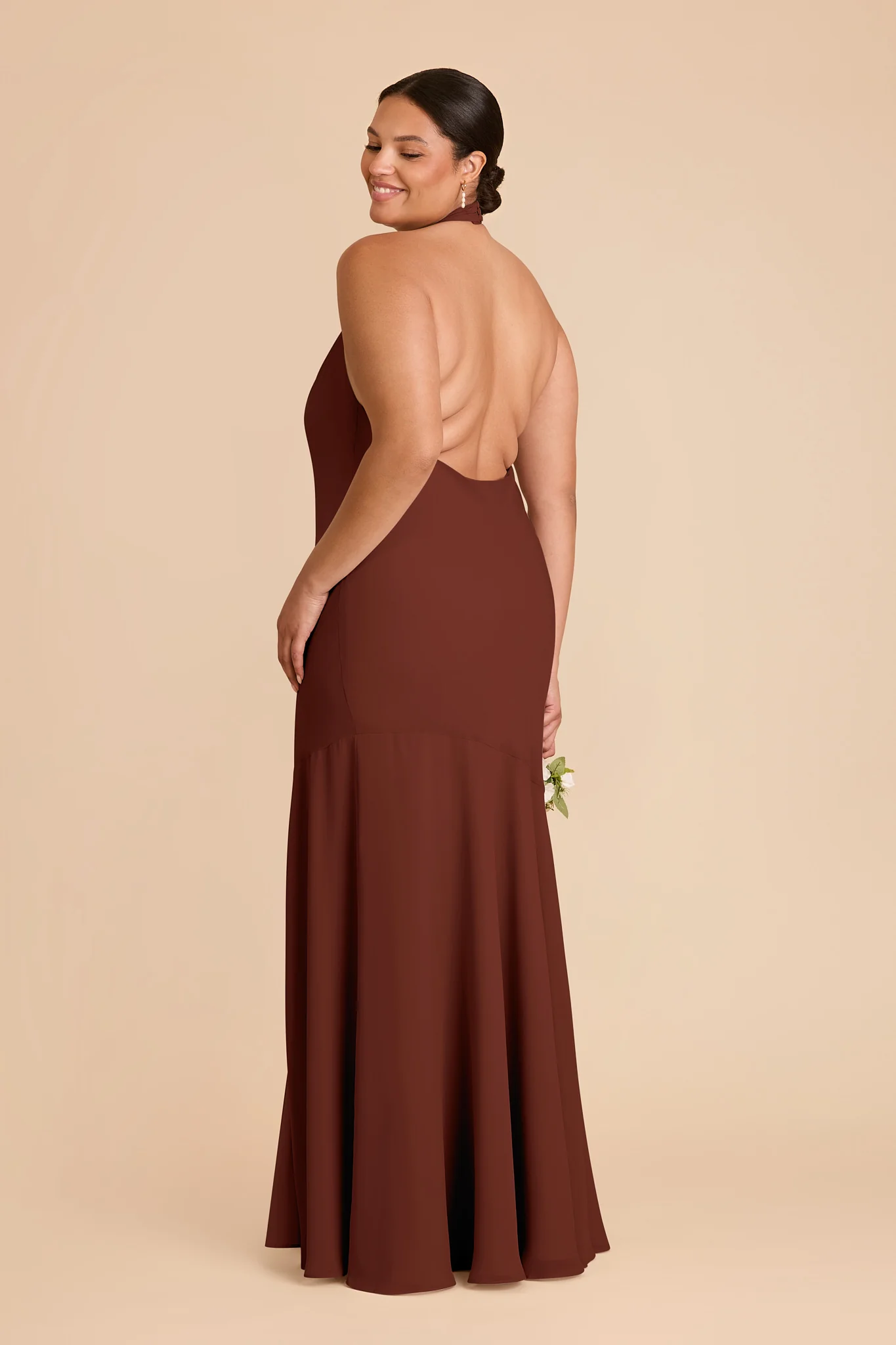 Stephanie Chiffon Dress - Cognac - Image 7
