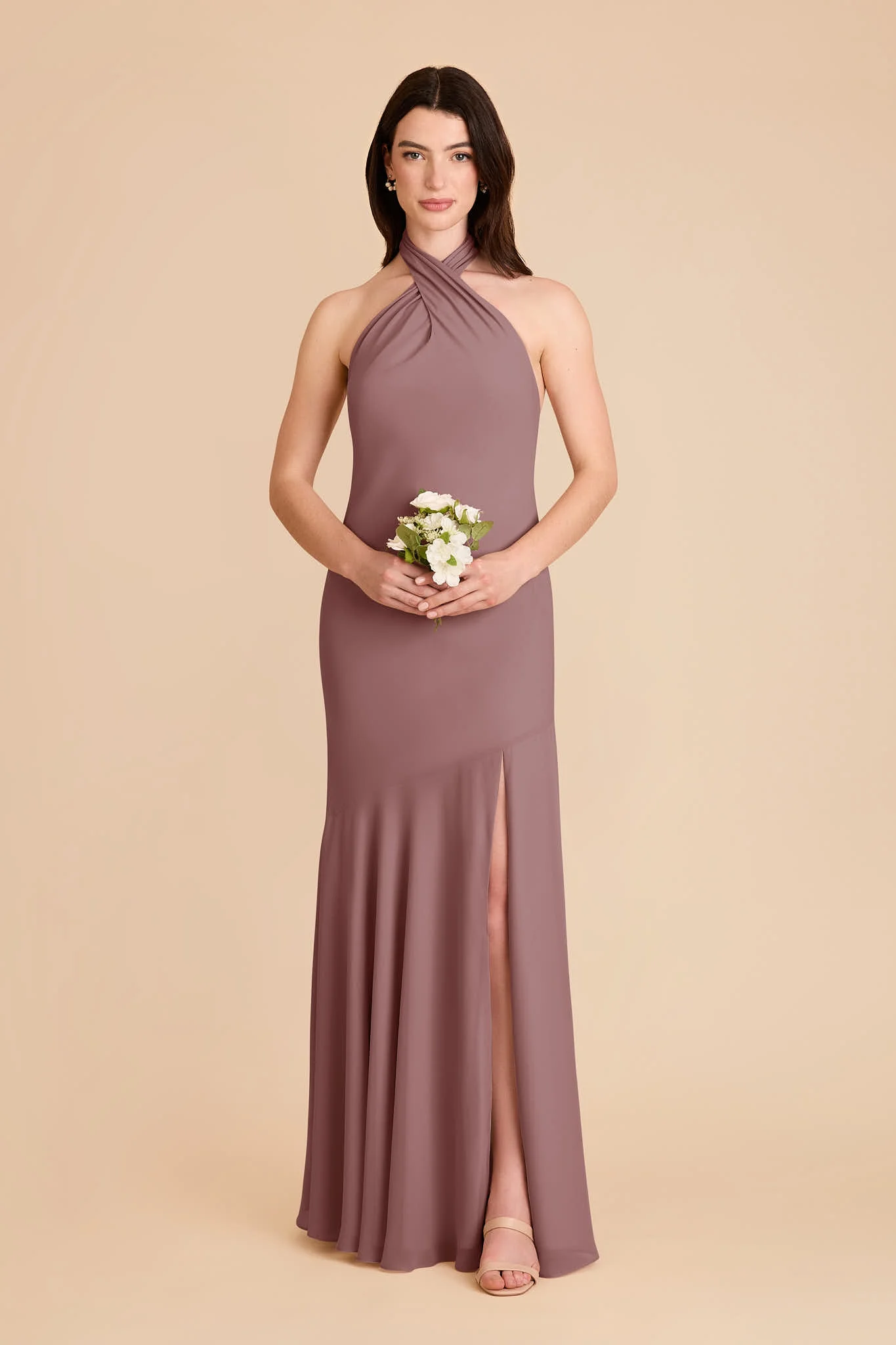 Stephanie Chiffon Dress - Dark Mauve - Image 3