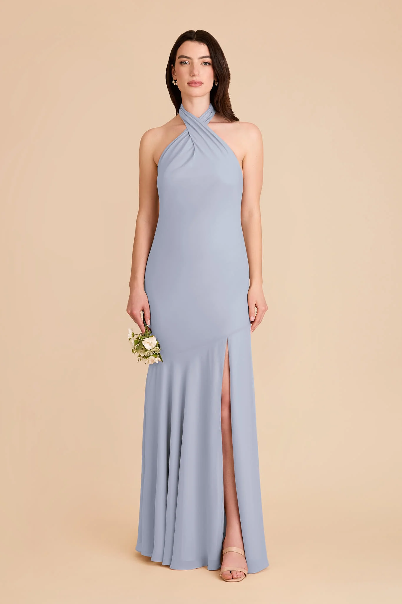 Stephanie Chiffon Dress - Dusty Blue - Image 3