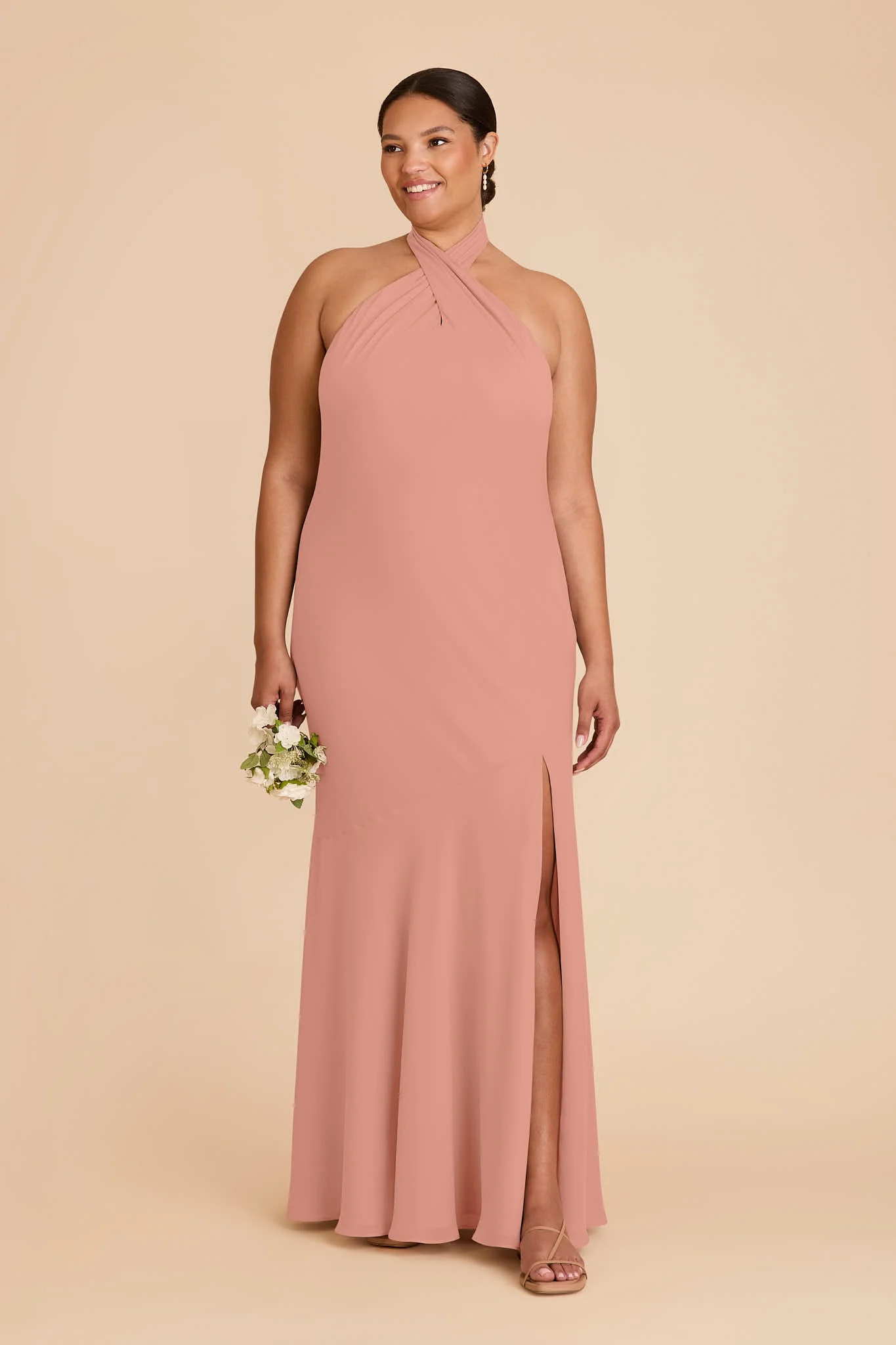 Stephanie Chiffon Dress - Dusty Rose - Image 6