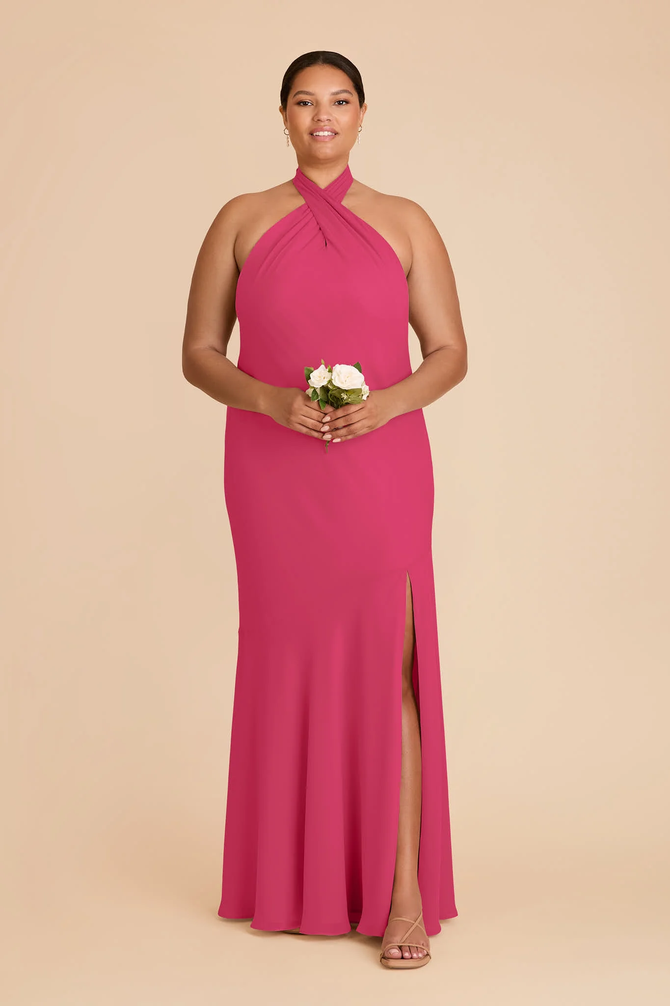 Stephanie Chiffon Dress - Fuchsia - Image 2