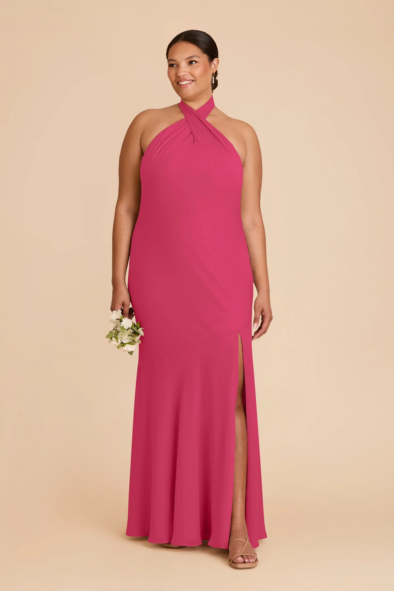 Stephanie Chiffon Dress - Fuchsia - Image 6