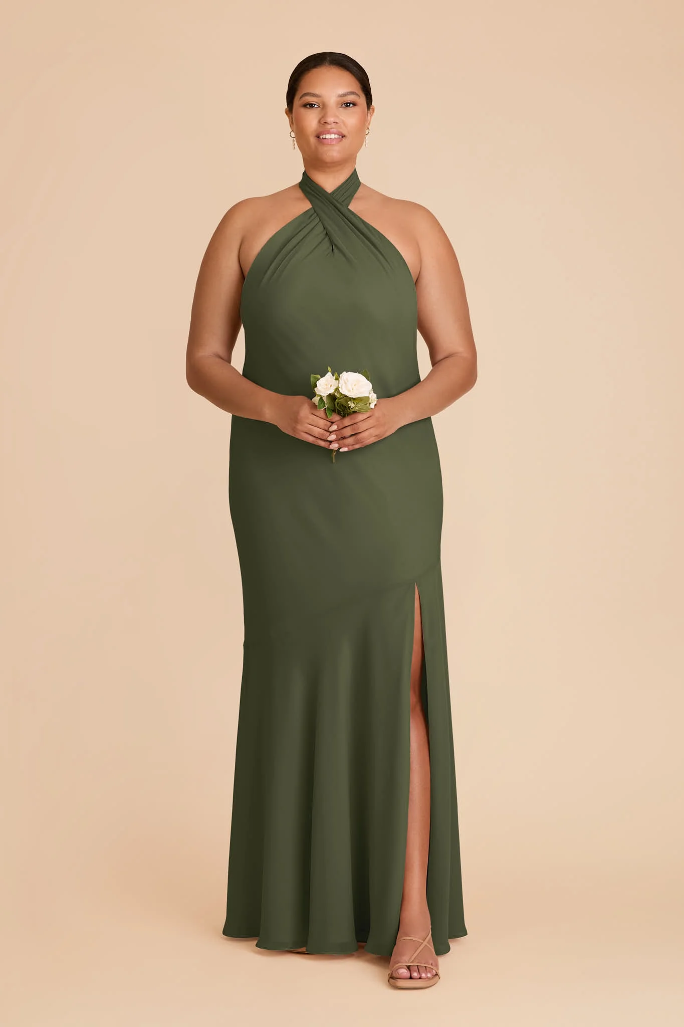 Stephanie Chiffon Dress - Olive - Image 2
