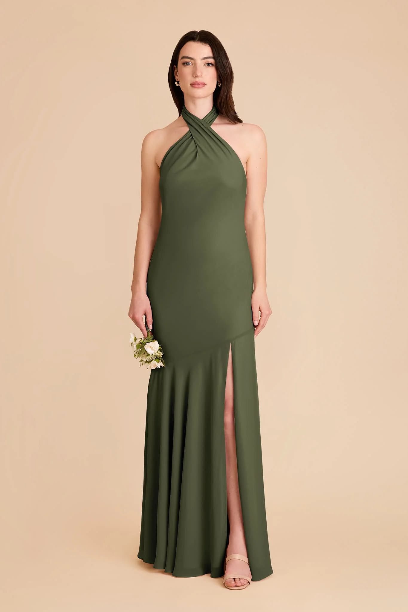 Stephanie Chiffon Dress - Olive - Image 3