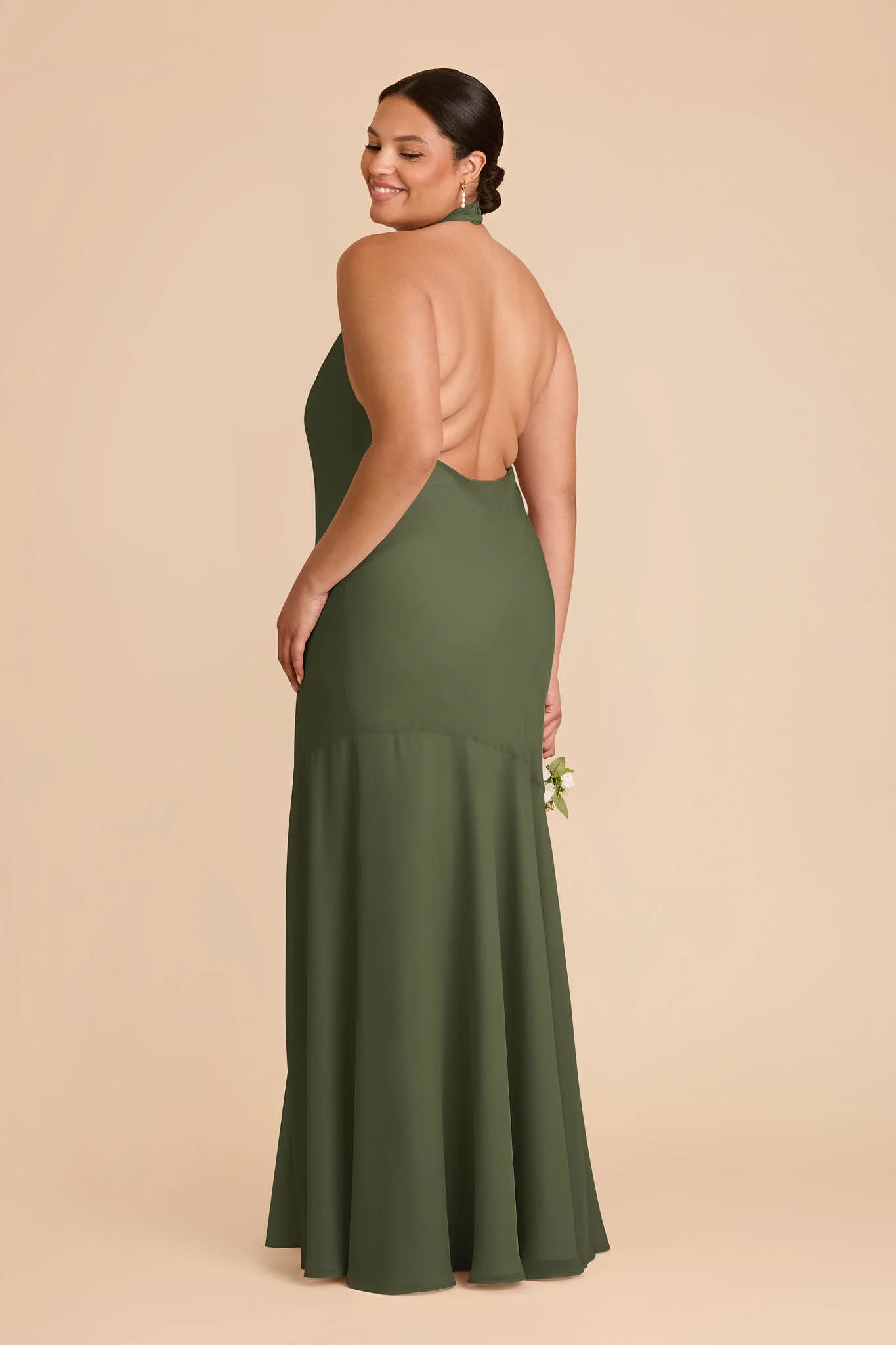 Stephanie Chiffon Dress - Olive - Image 7
