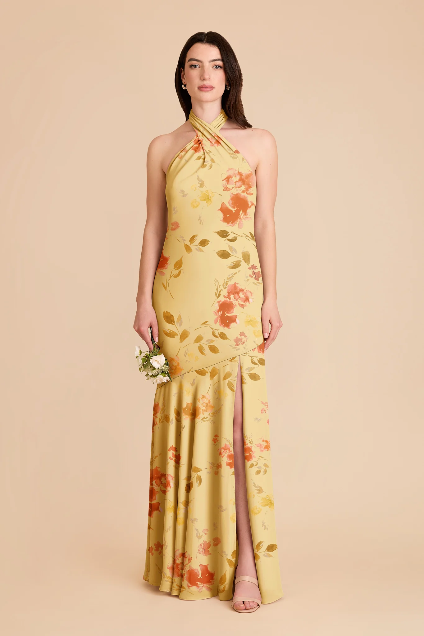 Stephanie Chiffon Dress - Pale Yellow Rococo Floral