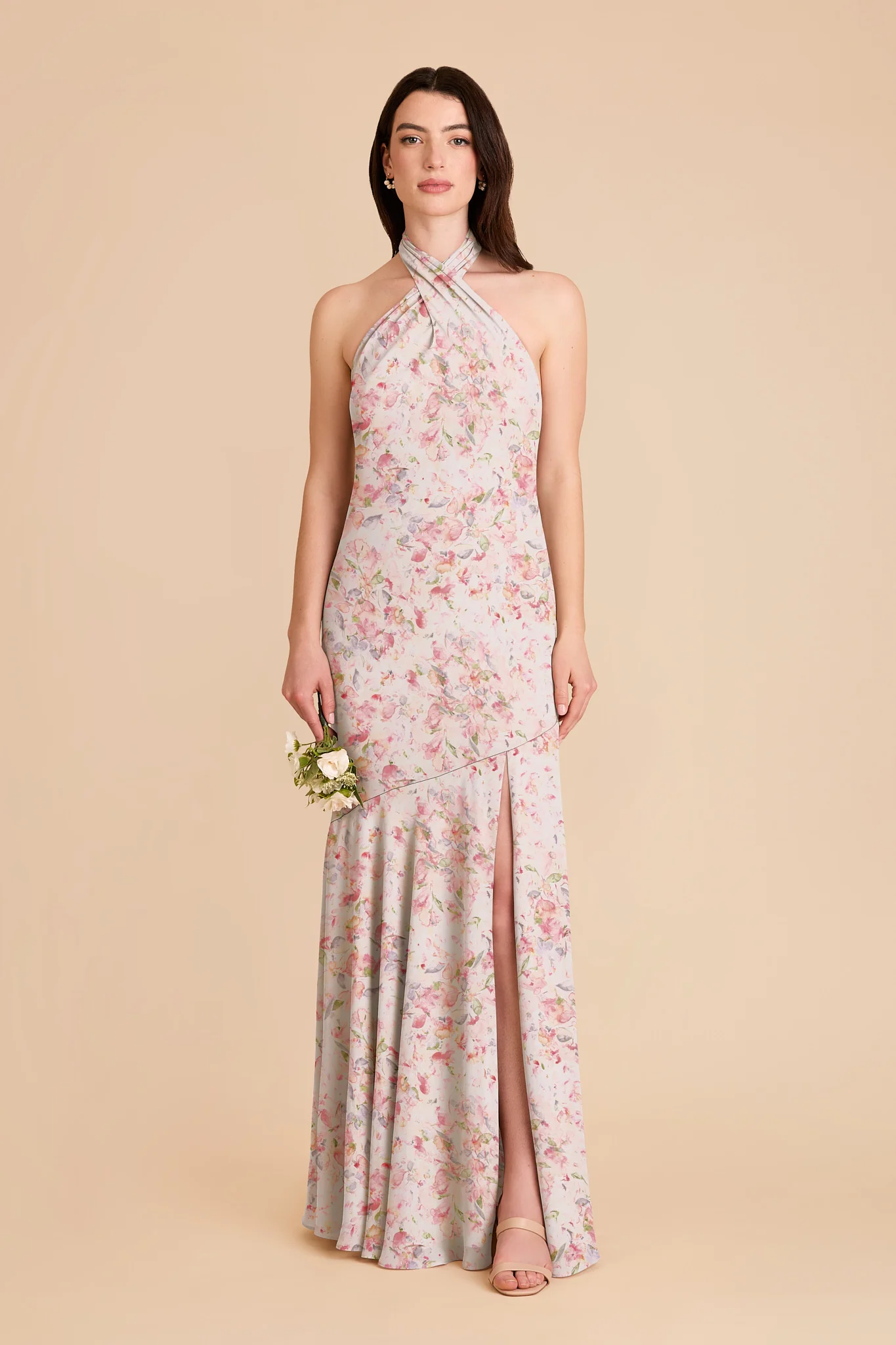 Stephanie Chiffon Dress - Pink Falling Petals