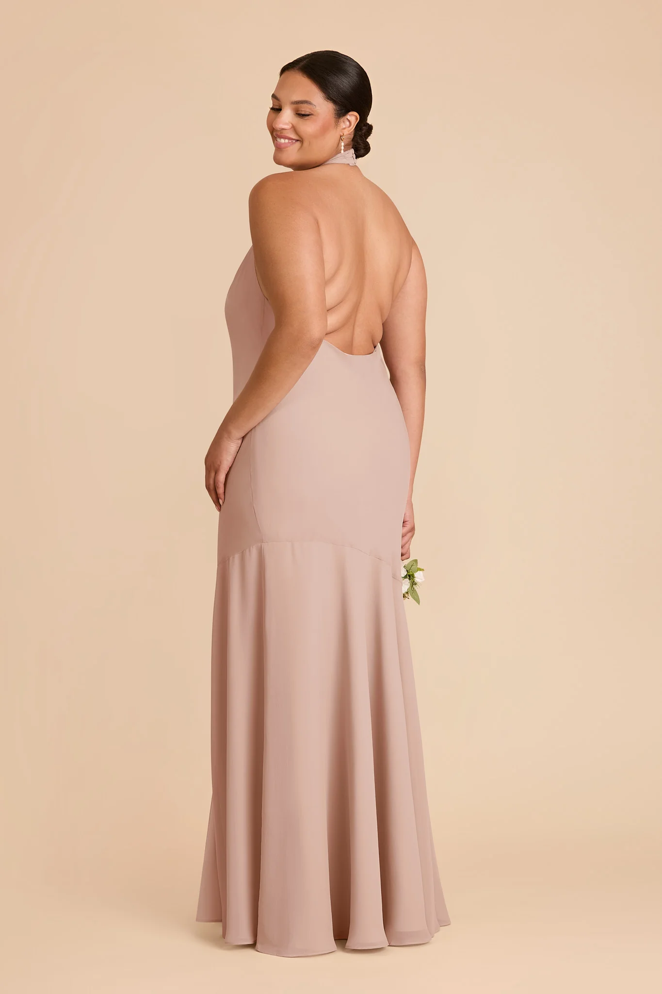 Stephanie Chiffon Dress - Taupe - Image 7