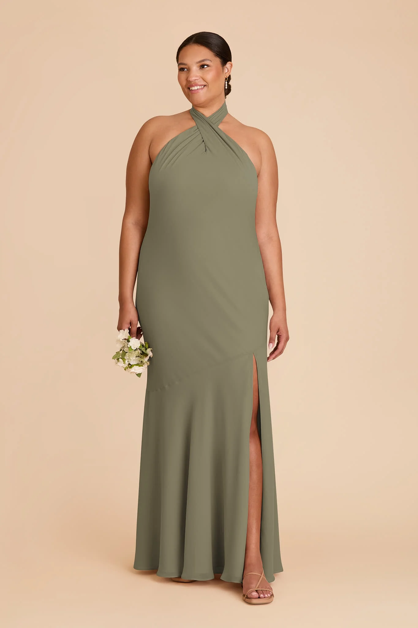 Stephanie Chiffon Dress - Thyme - Image 2