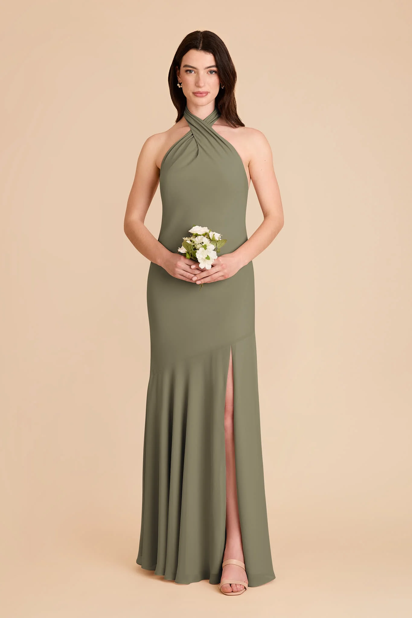 Stephanie Chiffon Dress - Thyme - Image 3