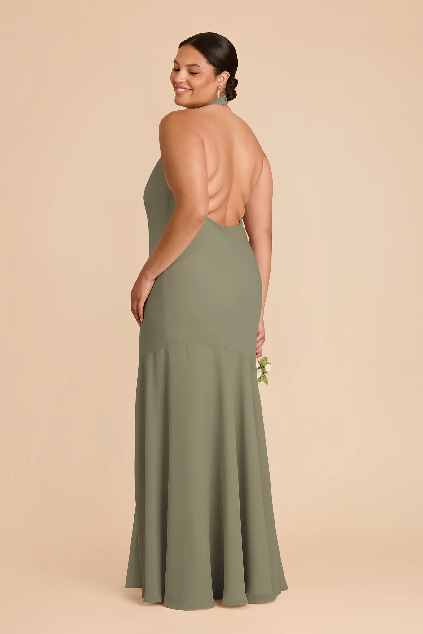Stephanie Chiffon Dress - Thyme - Image 7