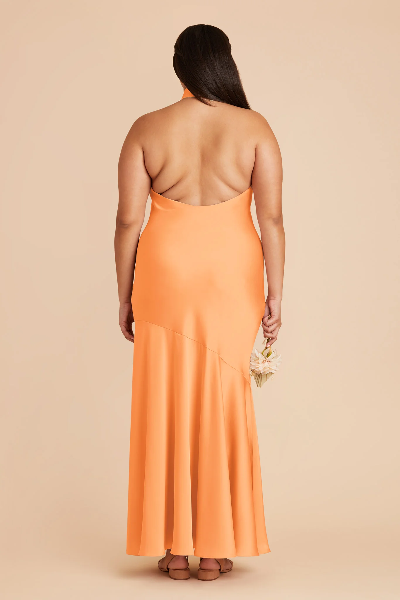 Stephanie Matte Satin Dress - Apricot - Image 10