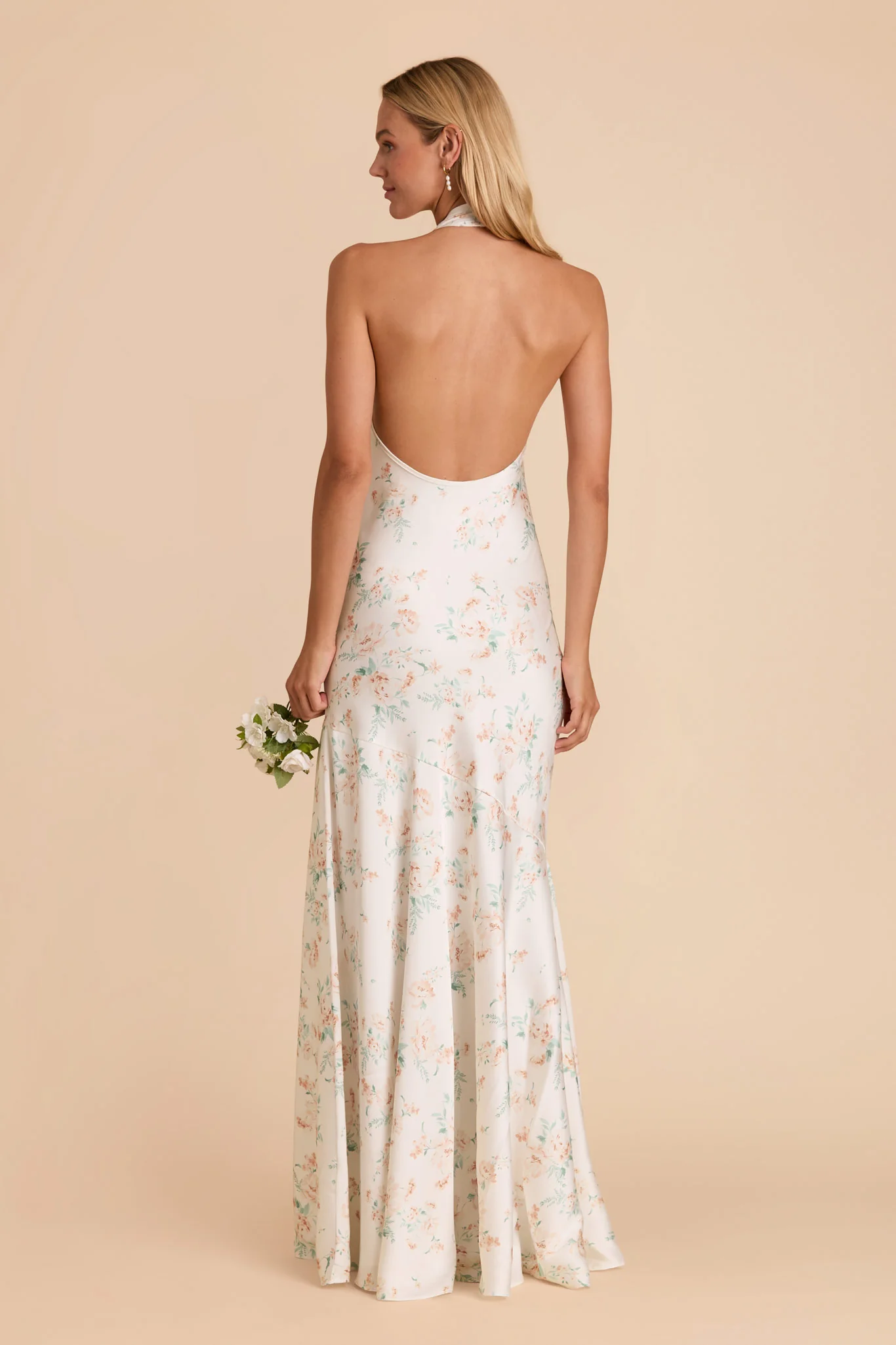 Stephanie Matte Satin Dress - Apricot Whimsical Blooms - Image 4