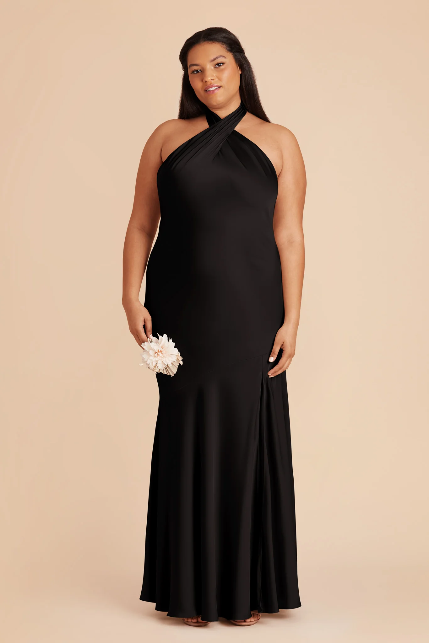 Stephanie Matte Satin Dress - Black - Image 2