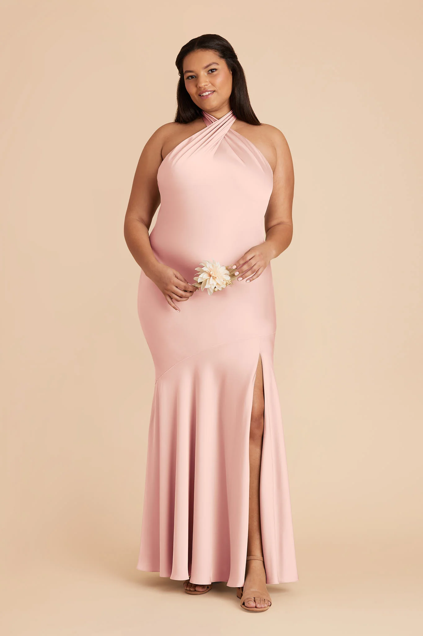 Stephanie Matte Satin Dress - Blush Pink - Image 10