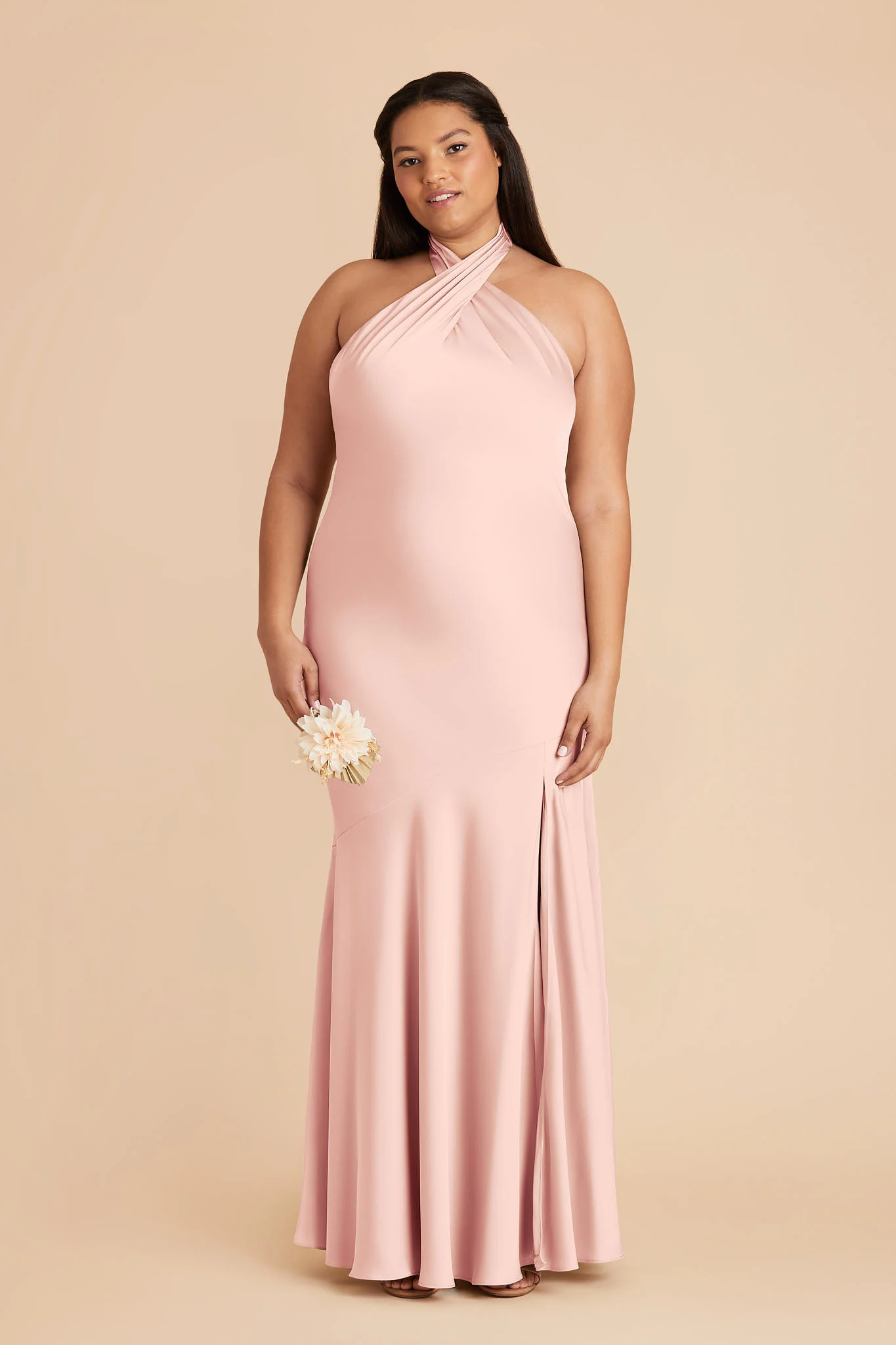 Stephanie Matte Satin Dress - Blush Pink - Image 3