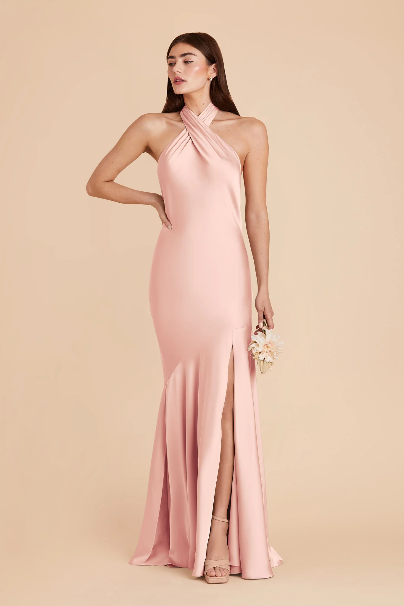 Stephanie Matte Satin Dress - Blush Pink - Image 4