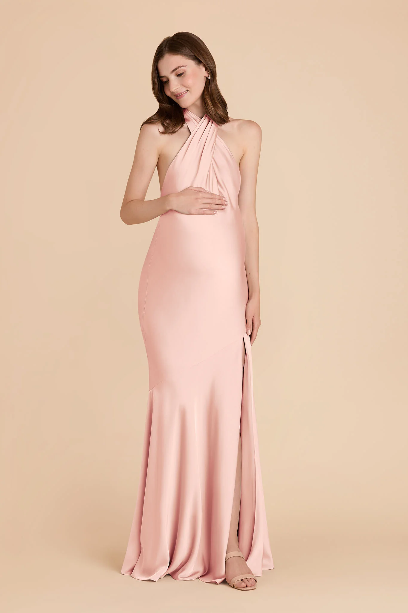 Stephanie Matte Satin Dress - Blush Pink - Image 9