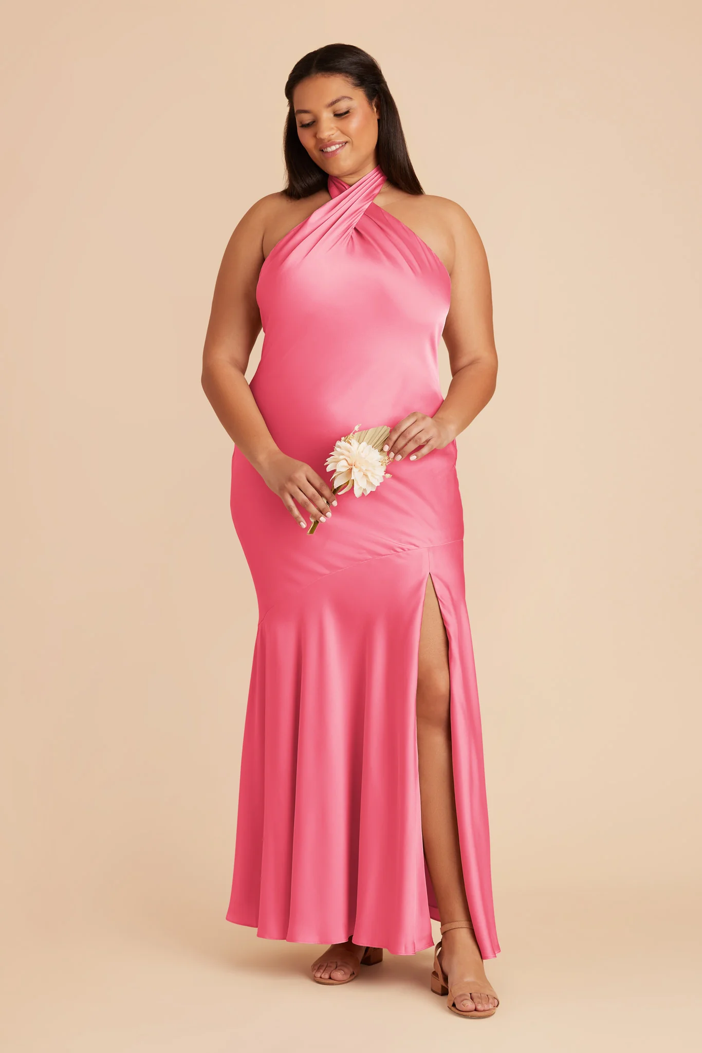 Stephanie Matte Satin Dress - Bon Bon Pink - Image 2