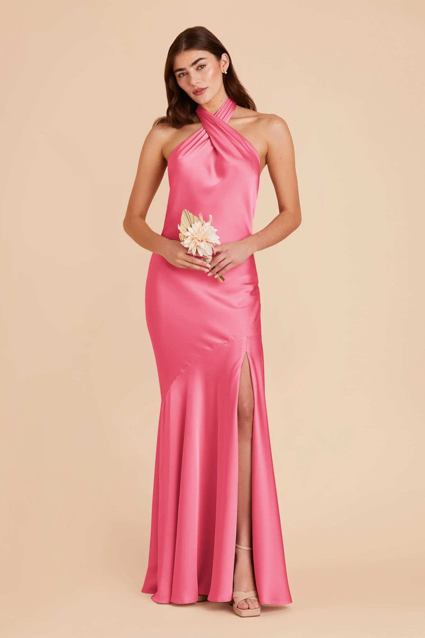 Stephanie Matte Satin Dress - Bon Bon Pink - Image 3