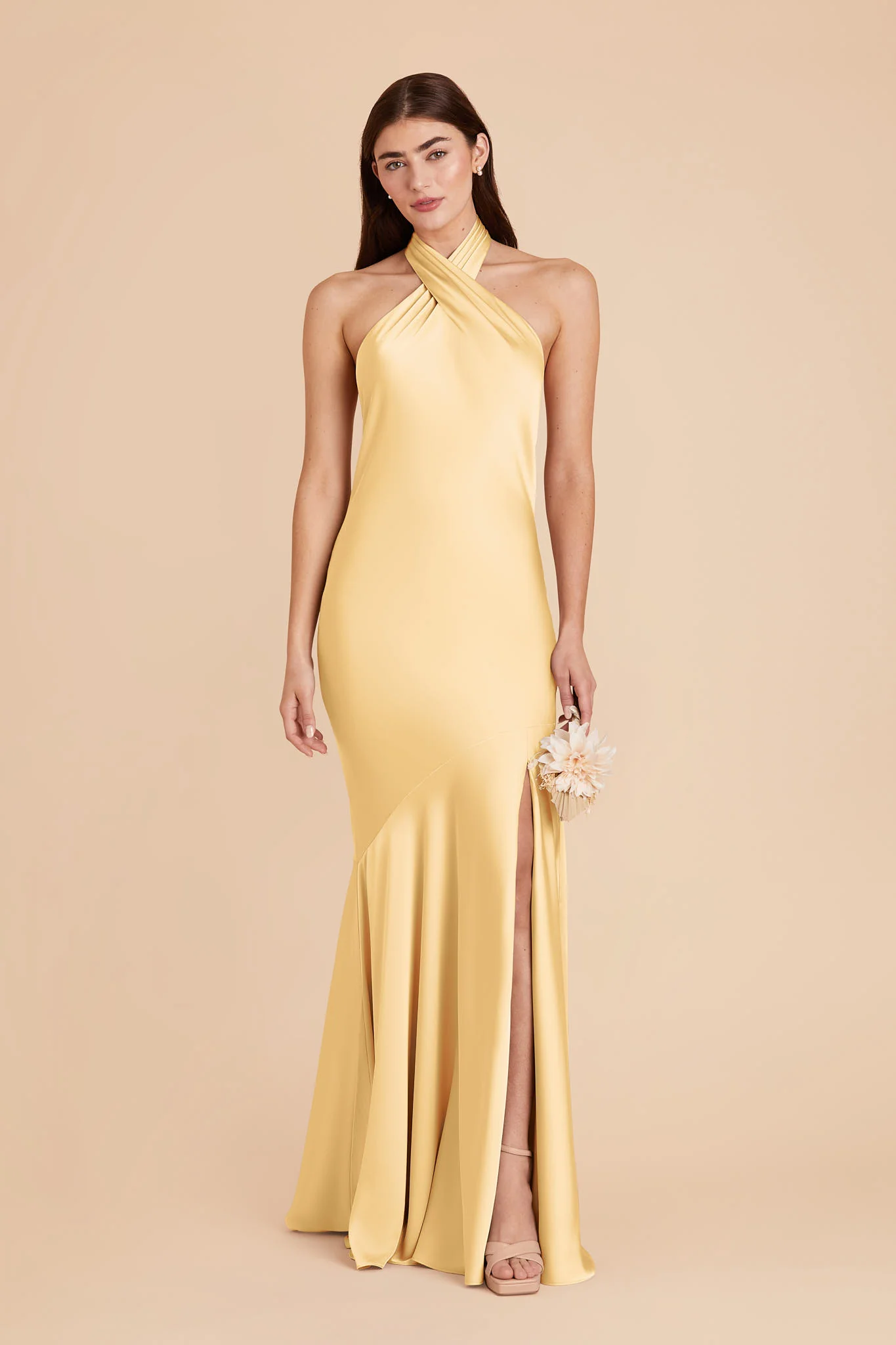 Stephanie Matte Satin Dress - Butter