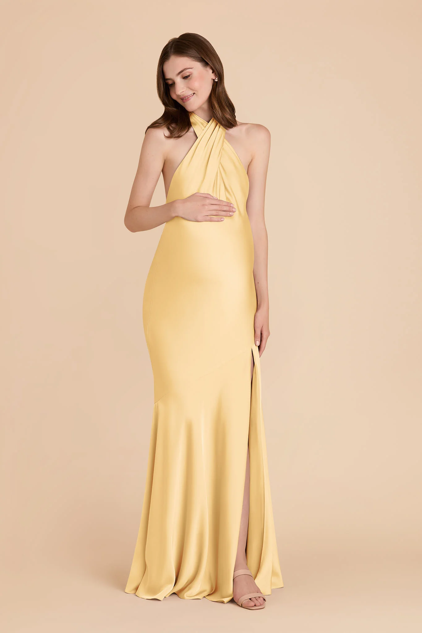 Stephanie Matte Satin Dress - Butter - Image 2