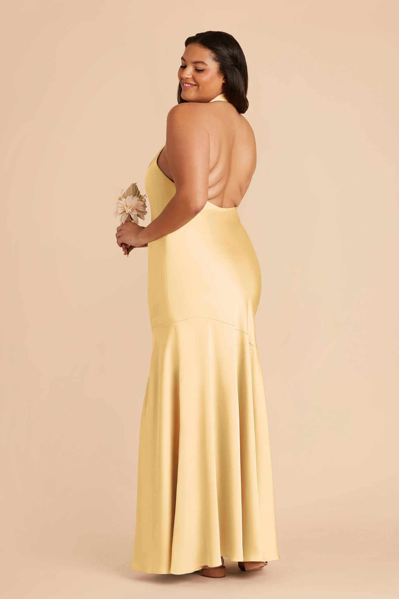 Stephanie Matte Satin Dress - Butter - Image 8