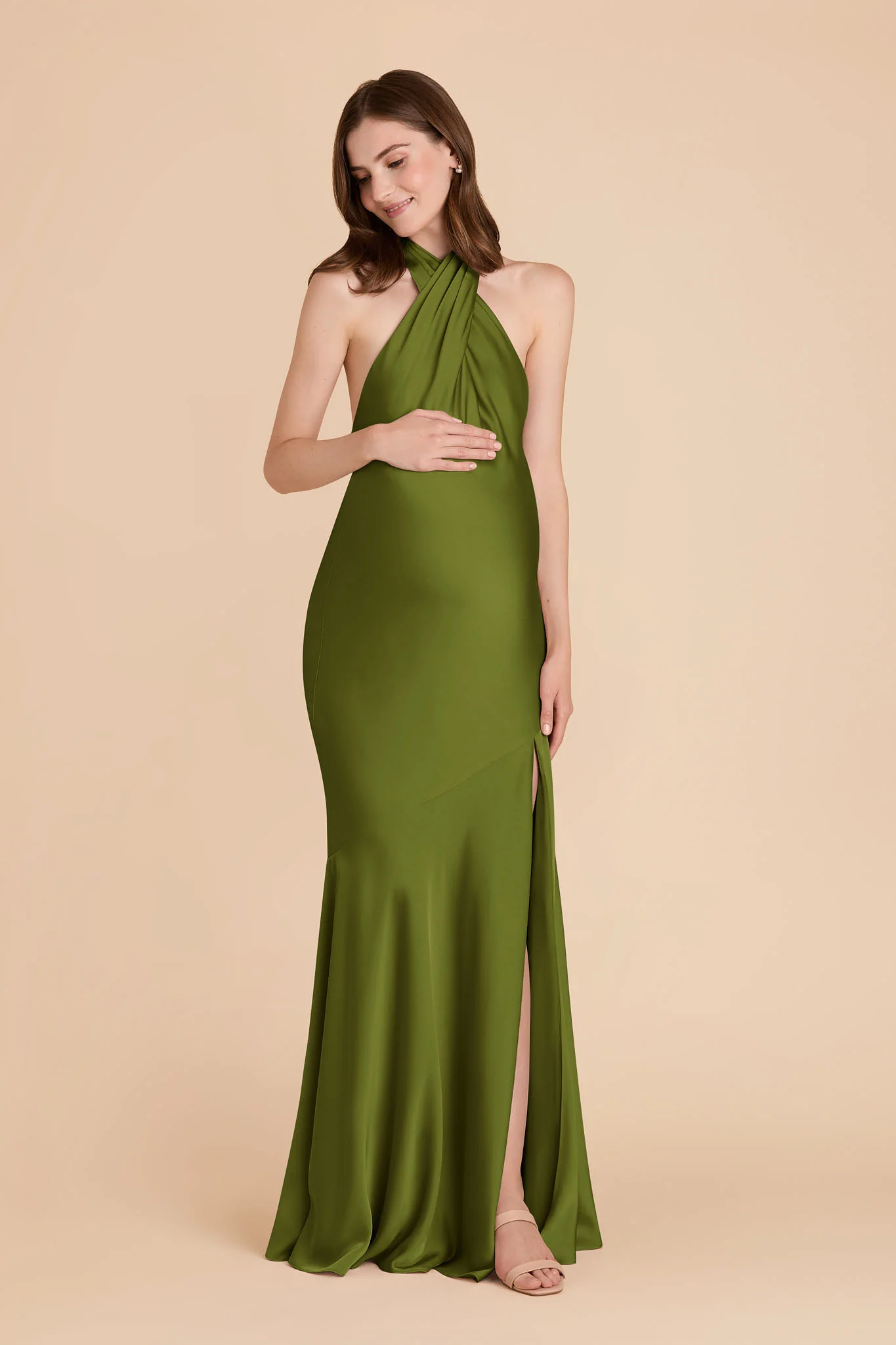 Stephanie Matte Satin Dress - Cactus - Image 2