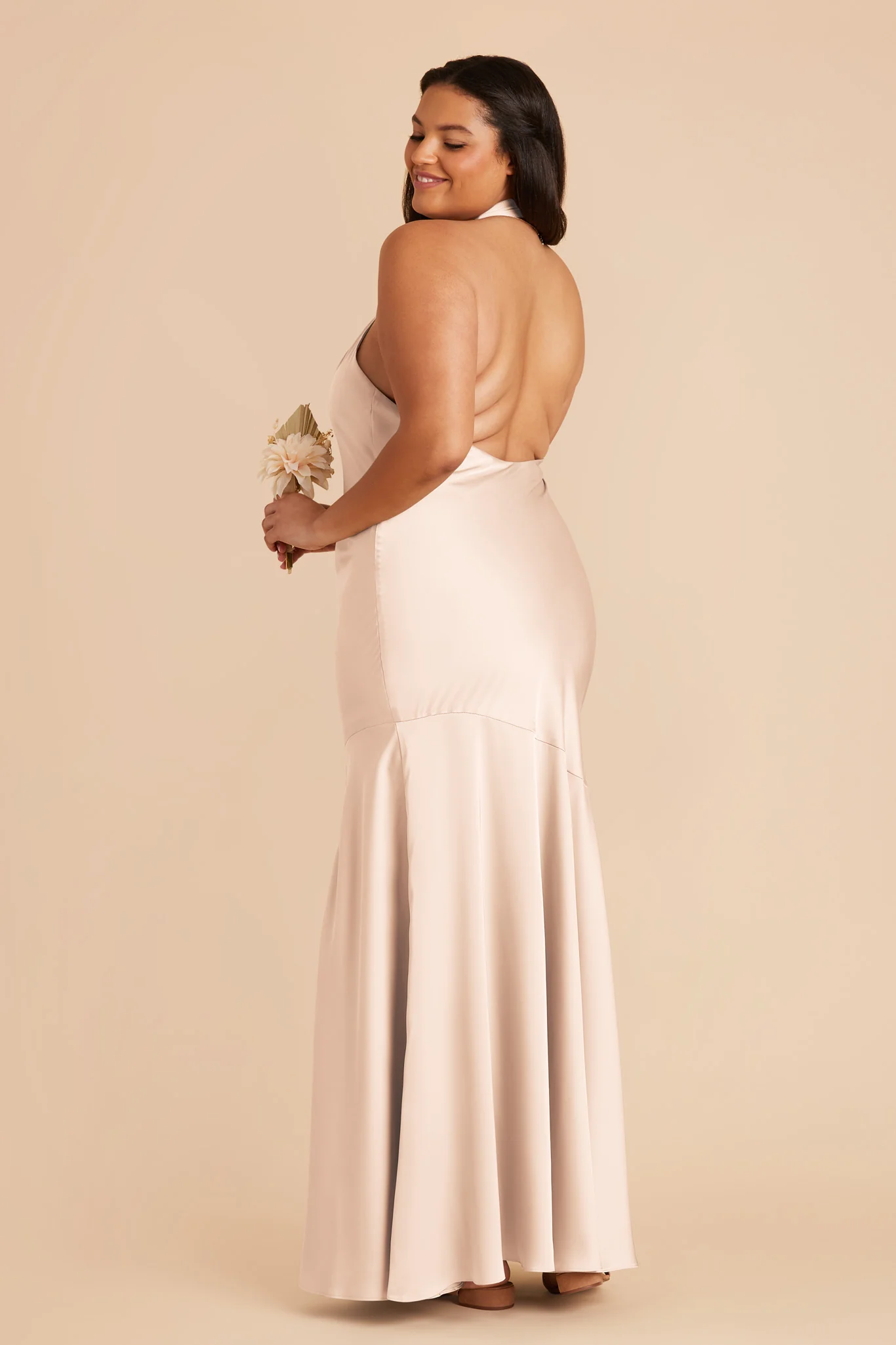 Stephanie Matte Satin Dress - Champagne - Image 8