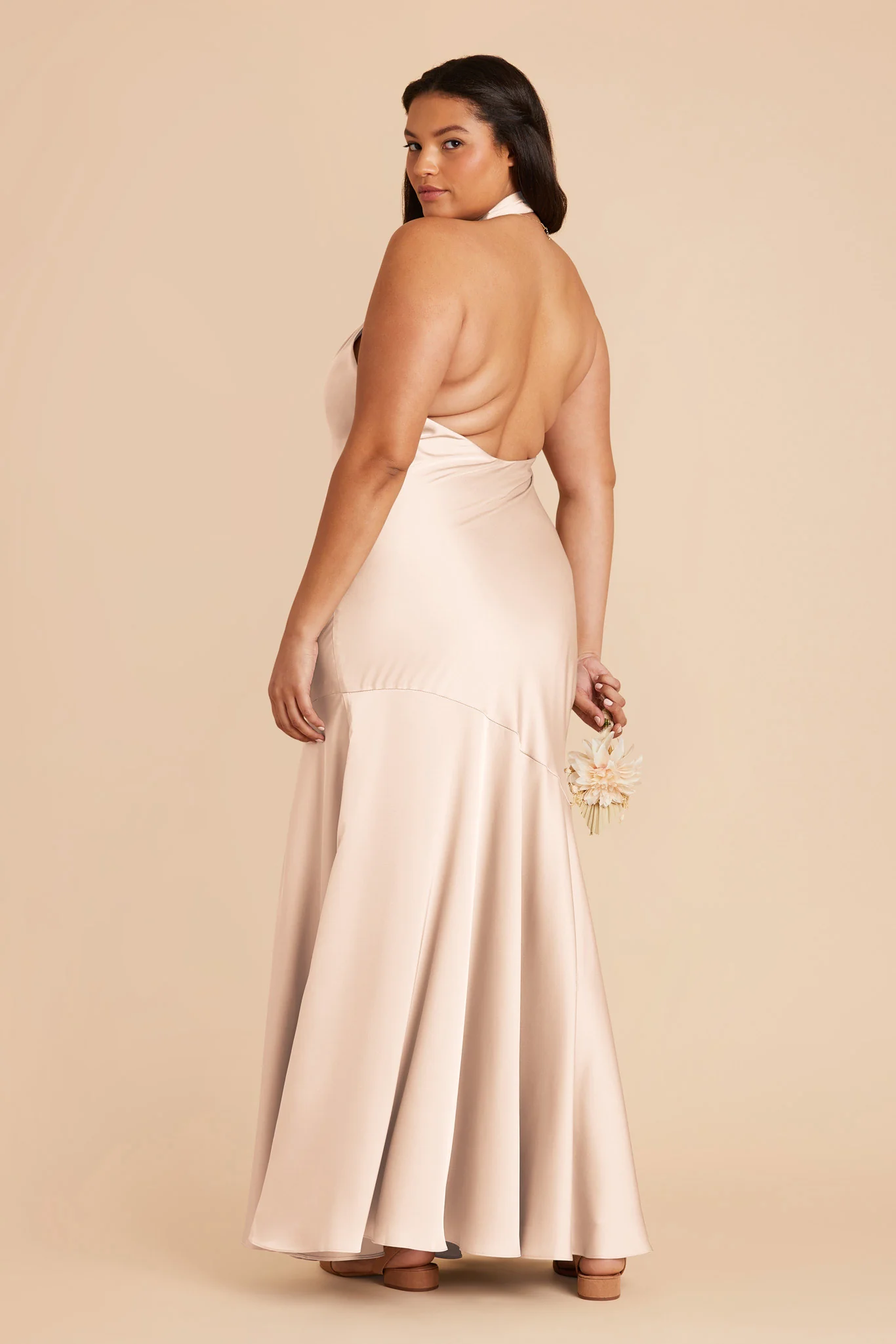 Stephanie Matte Satin Dress - Champagne - Image 9